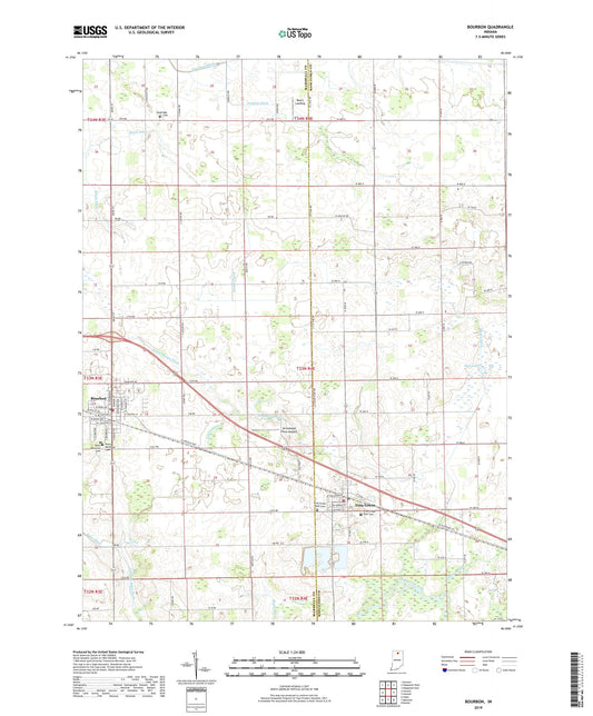 Bourbon Indiana US Topo Map Image