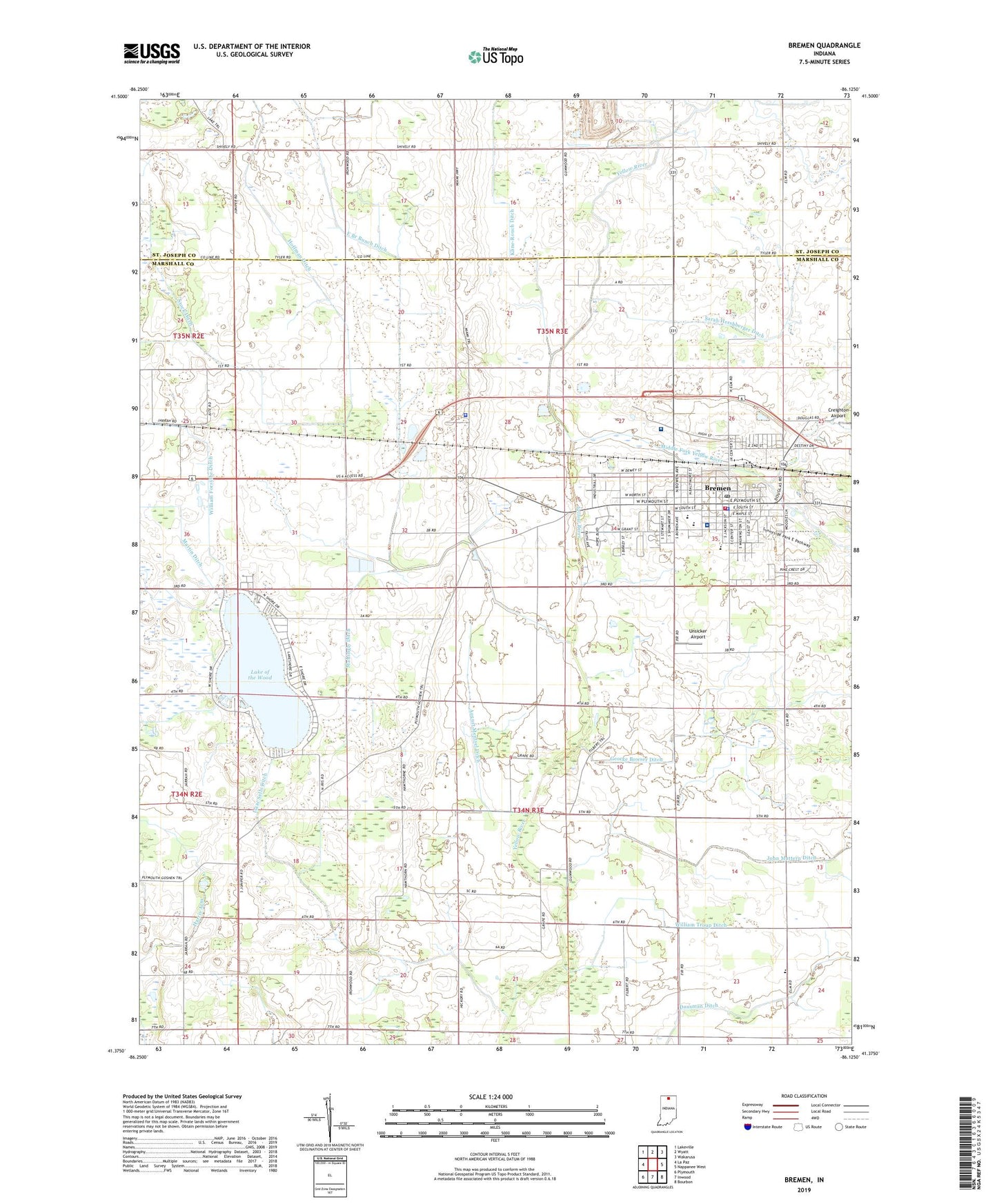 Bremen Indiana US Topo Map Image