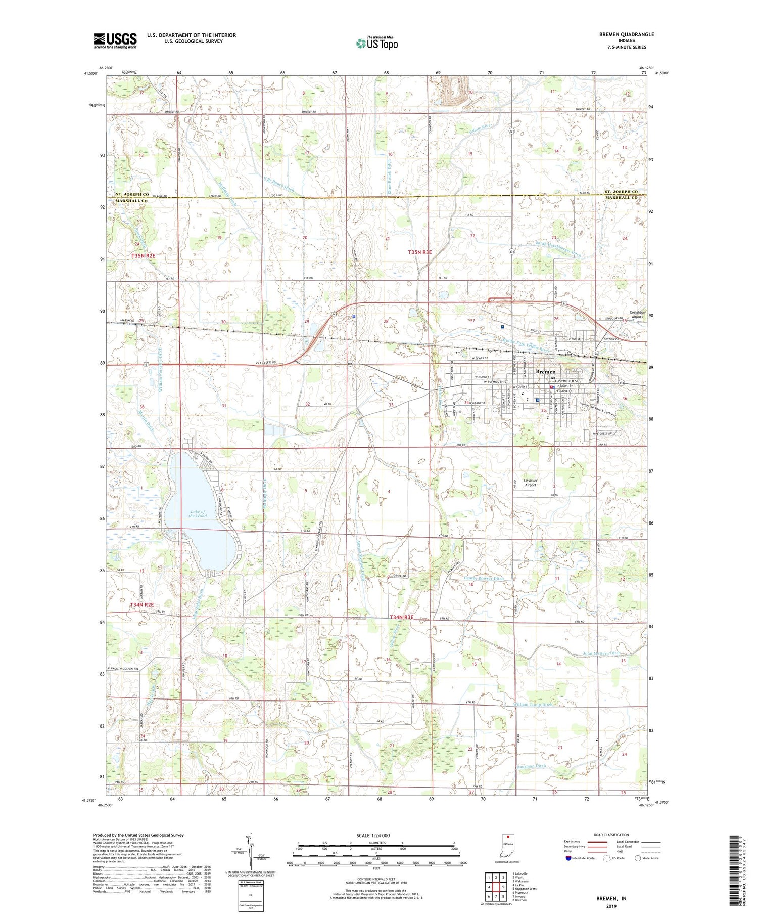 Bremen Indiana US Topo Map Image
