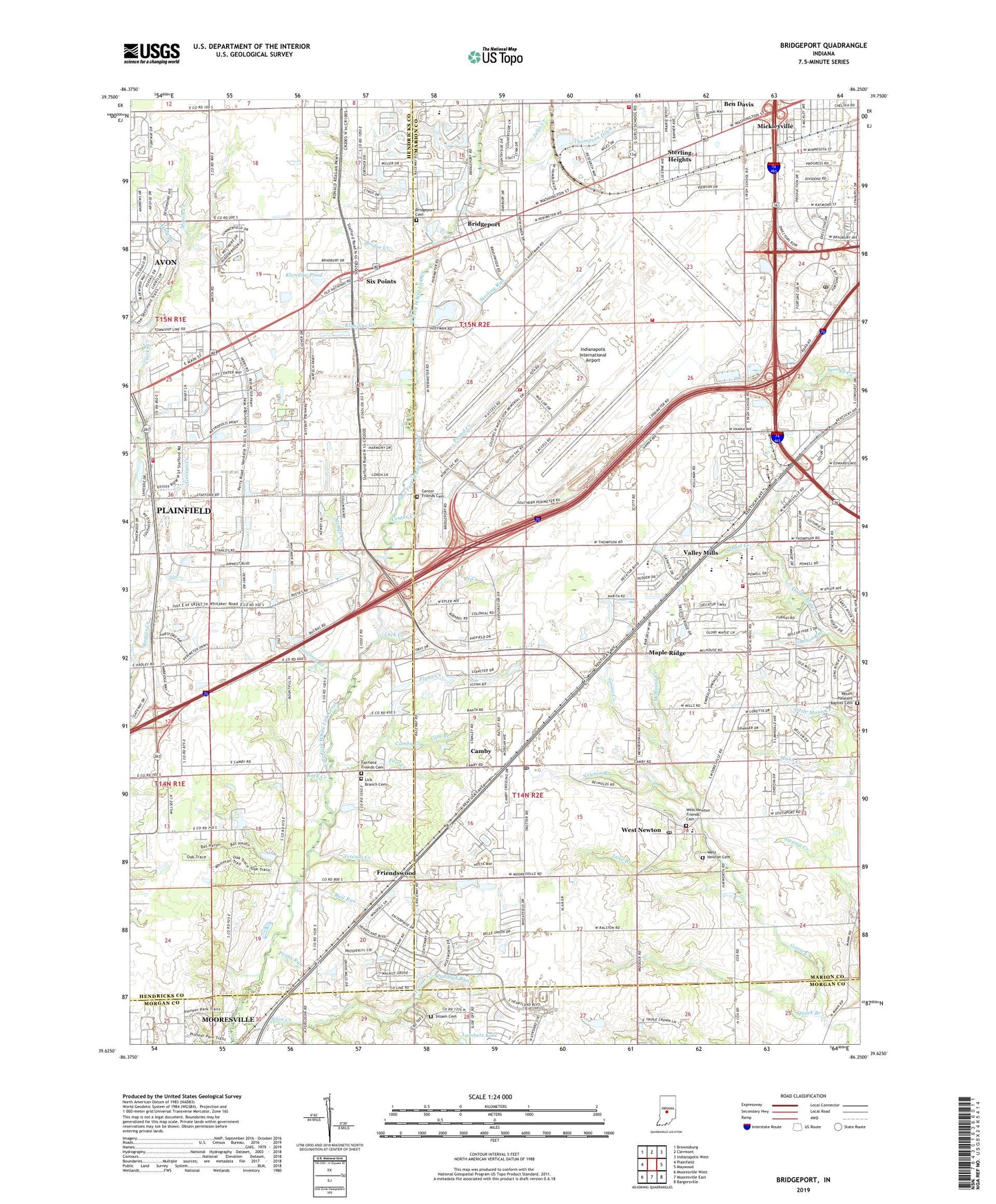 Bridgeport Indiana US Topo Map Image