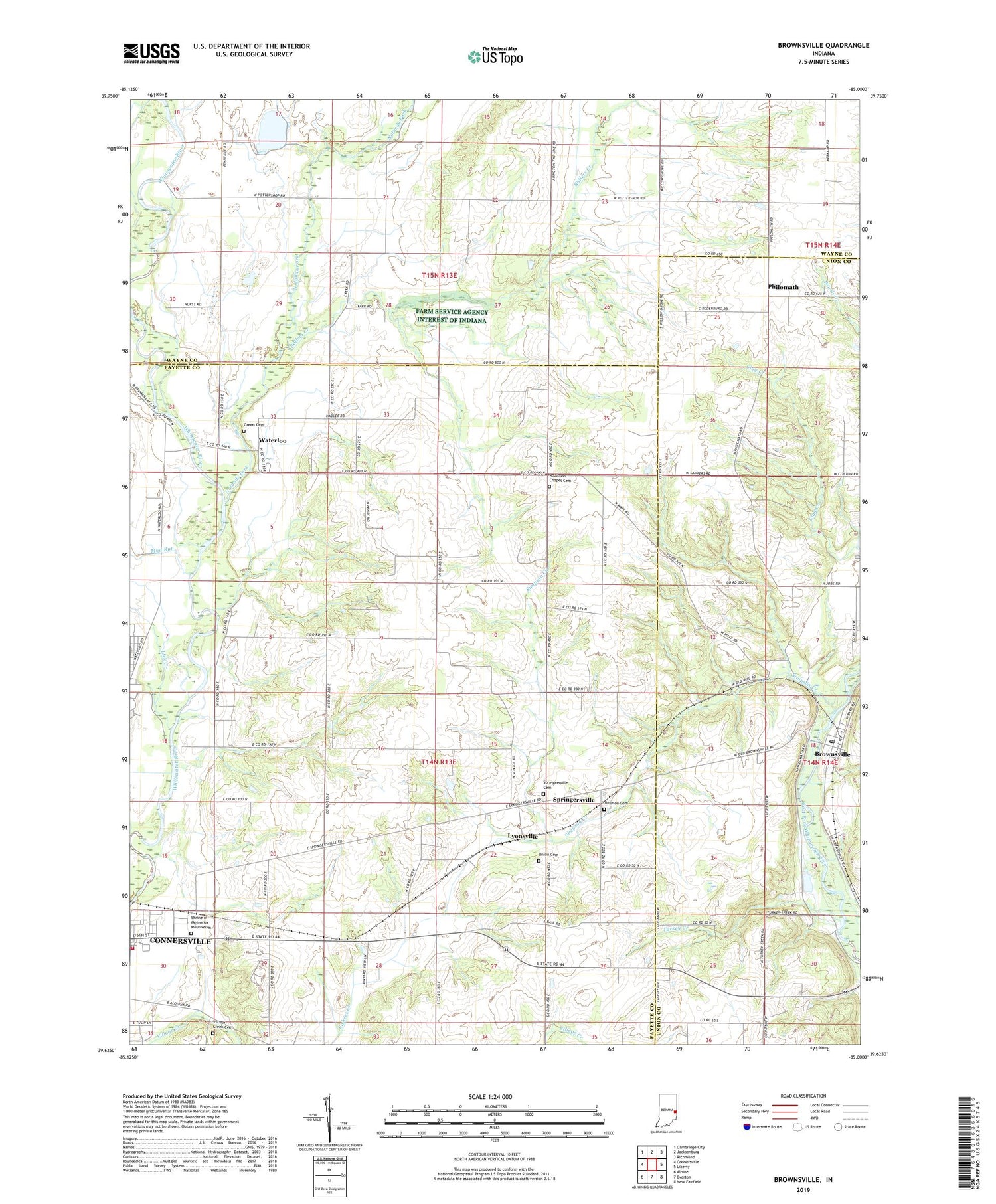 Brownsville Indiana US Topo Map Image