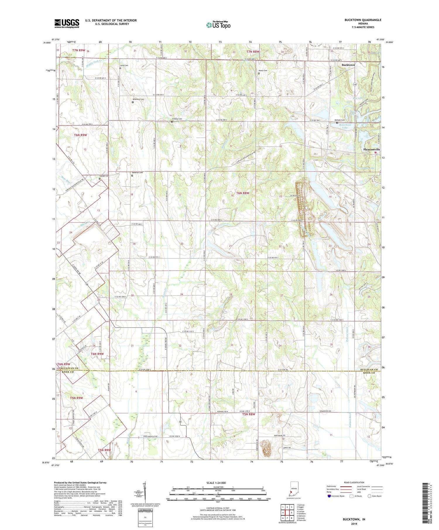 Bucktown Indiana US Topo Map Image