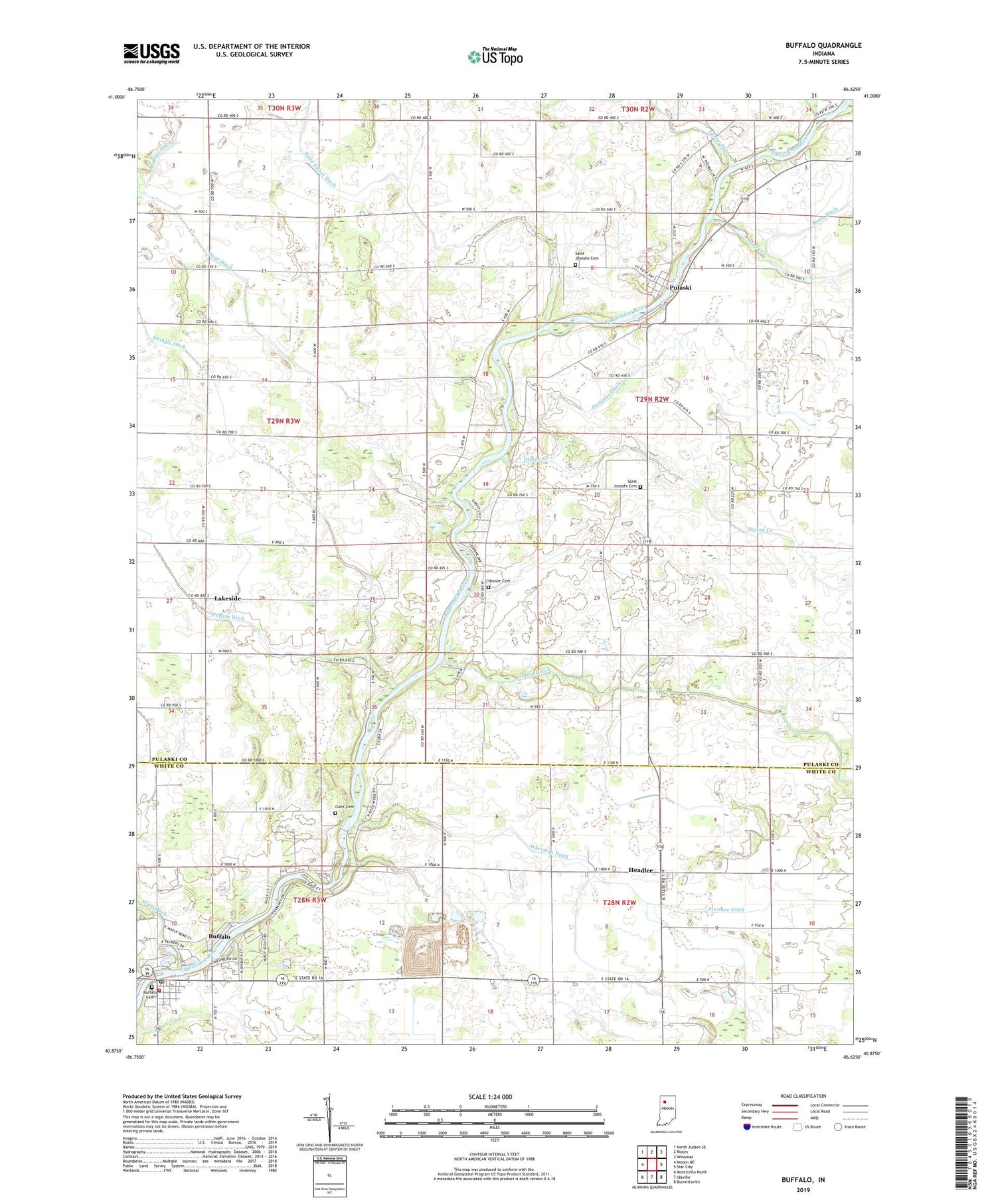 Buffalo Indiana US Topo Map Image
