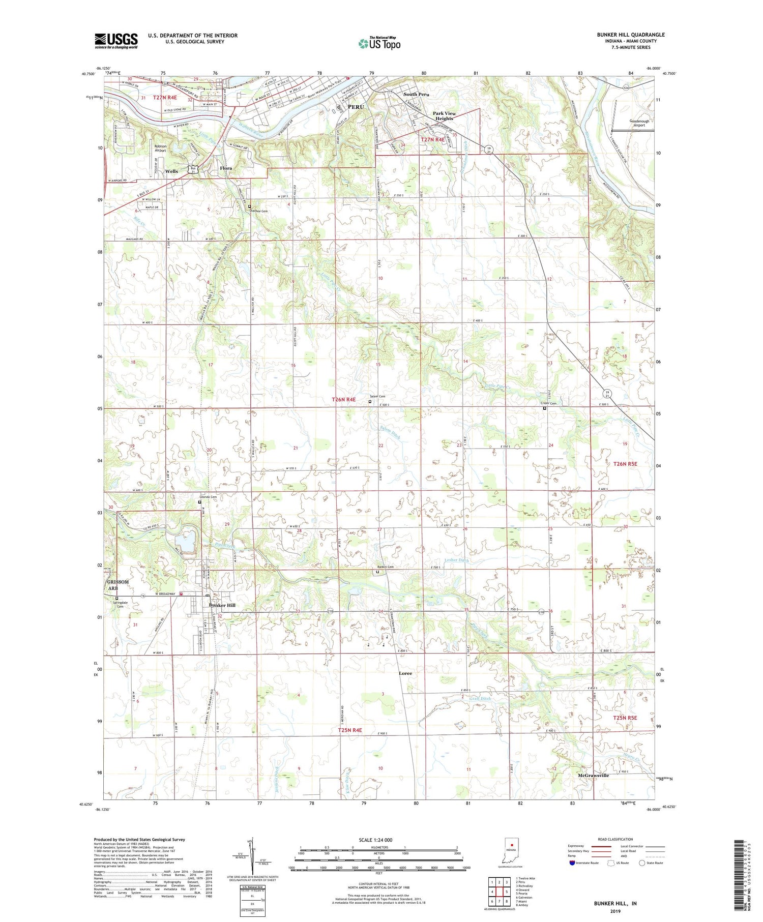 Bunker Hill Indiana US Topo Map Image