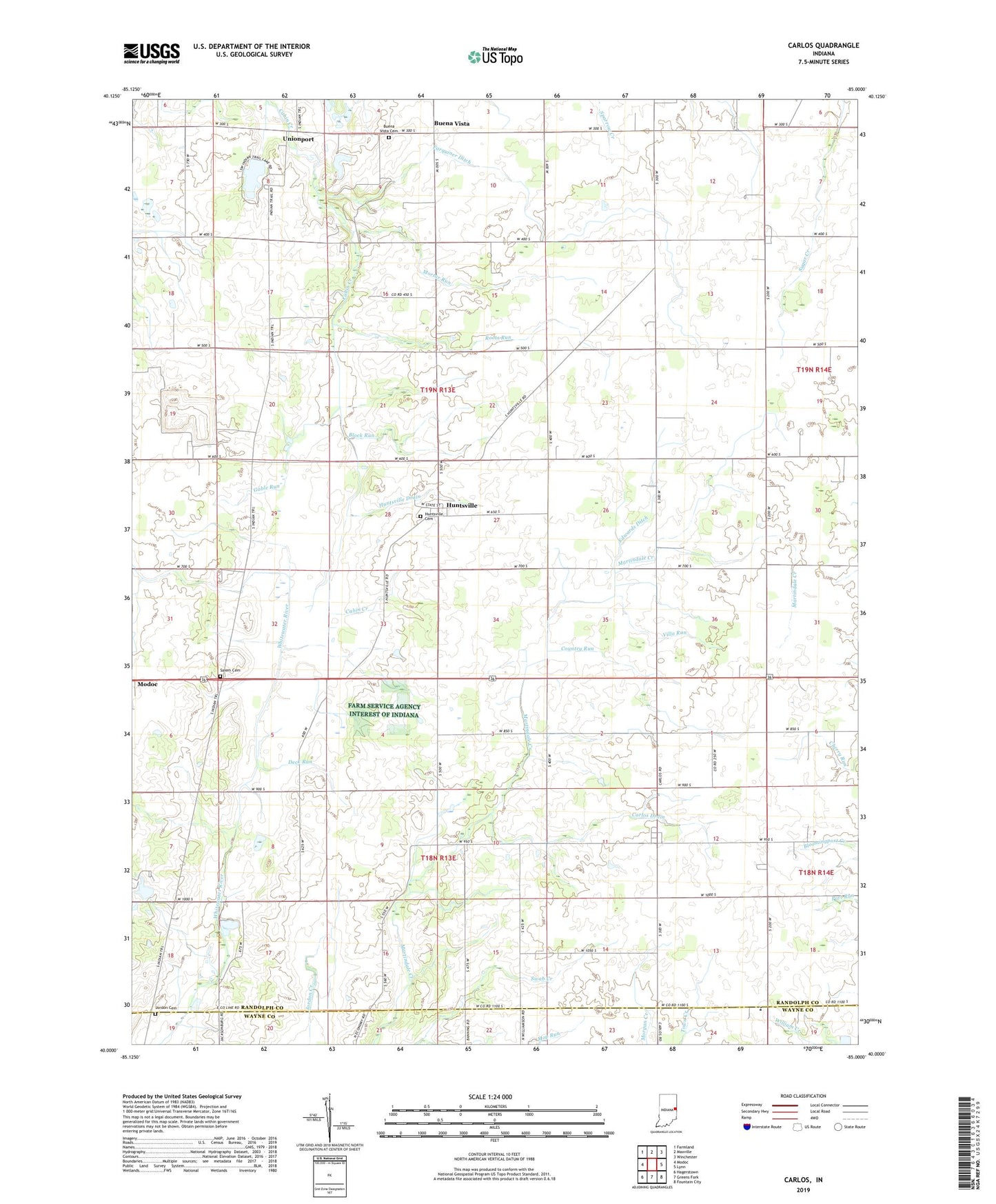 Carlos Indiana US Topo Map Image