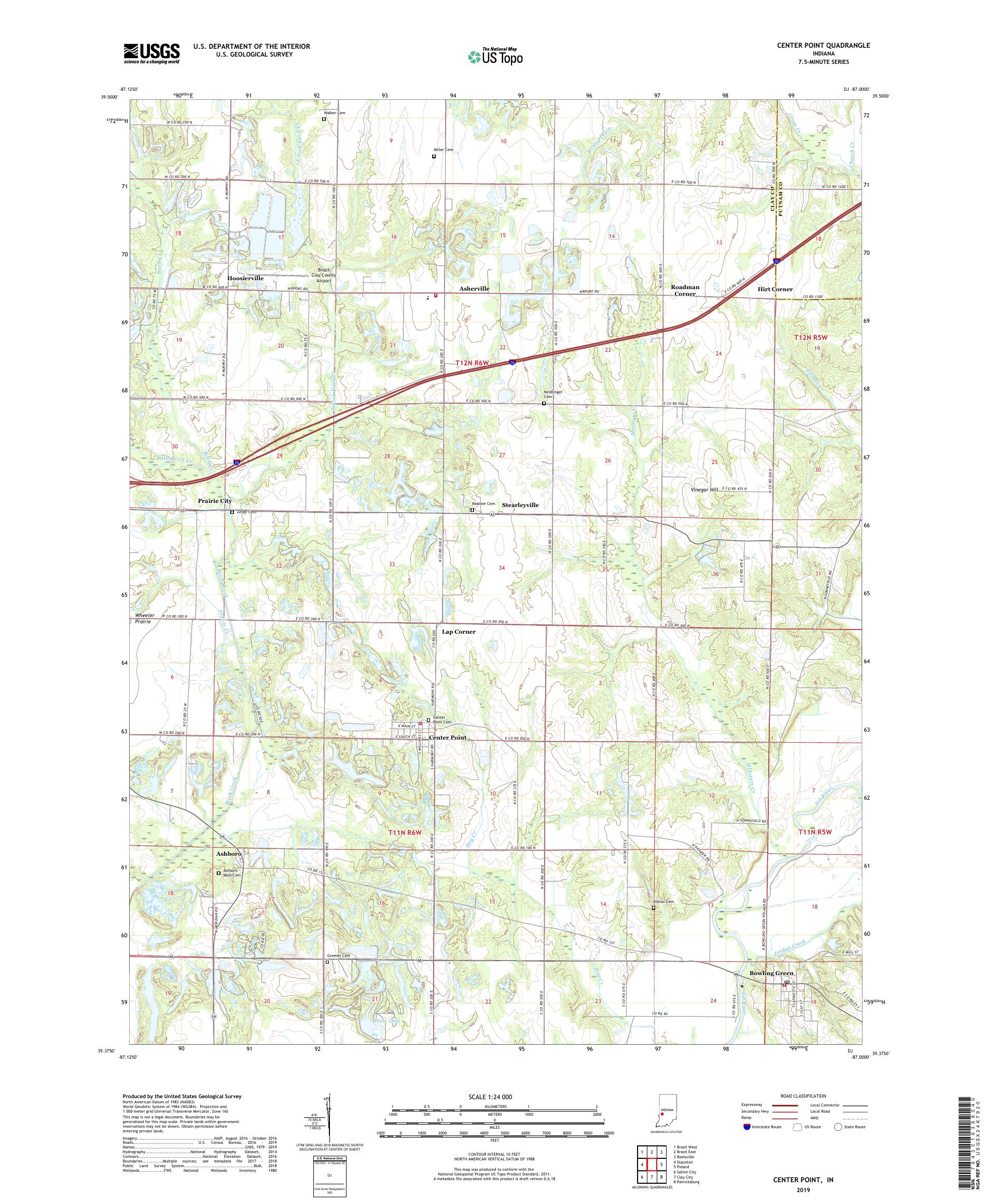 Center Point Indiana US Topo Map – MyTopo Map Store