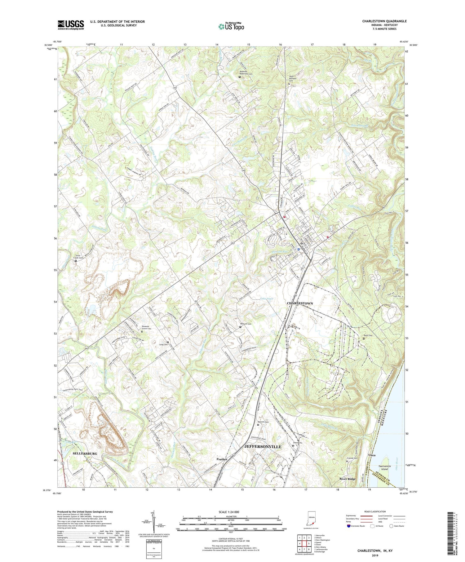Charlestown Indiana US Topo Map Image