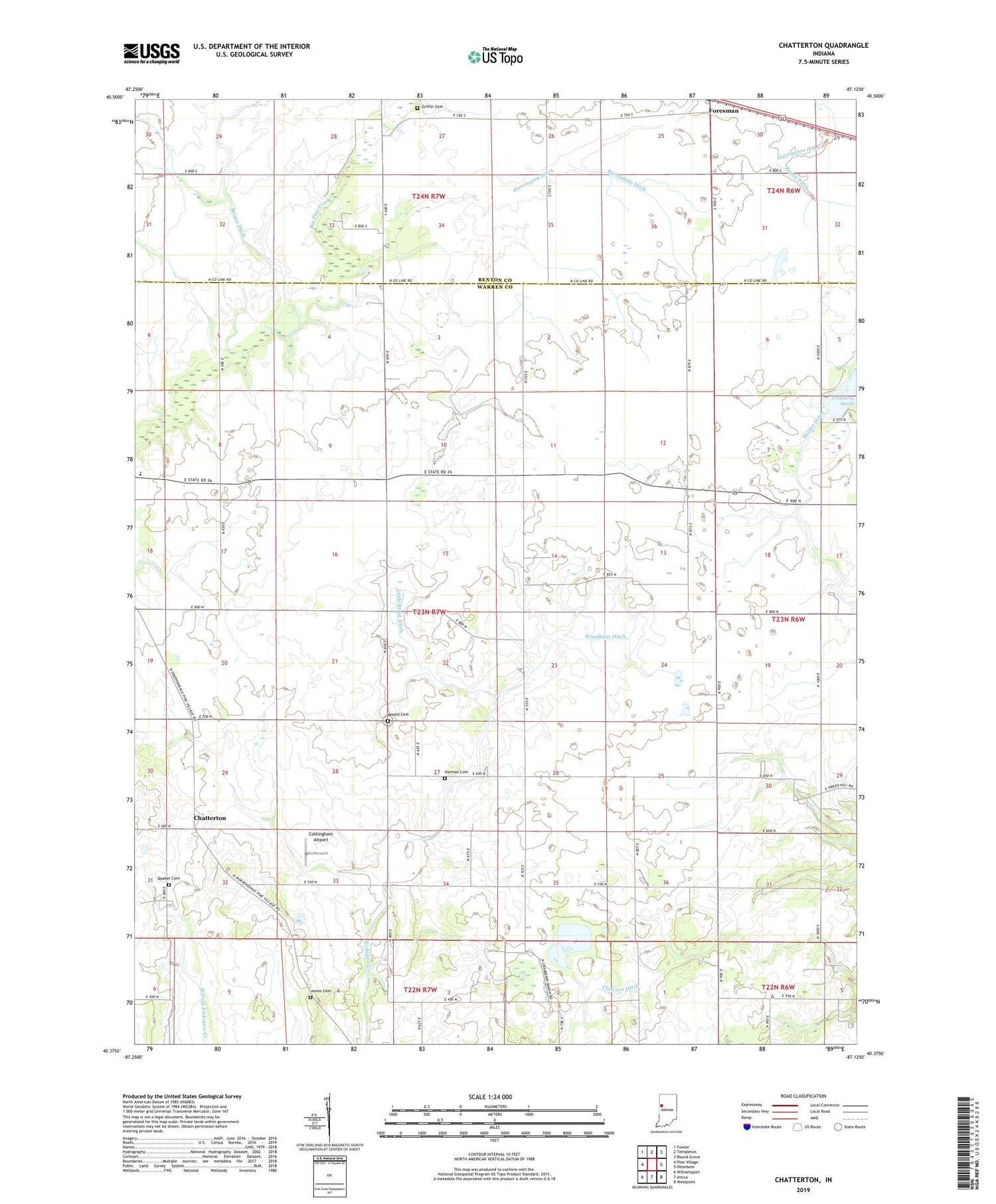 Chatterton Indiana US Topo Map Image