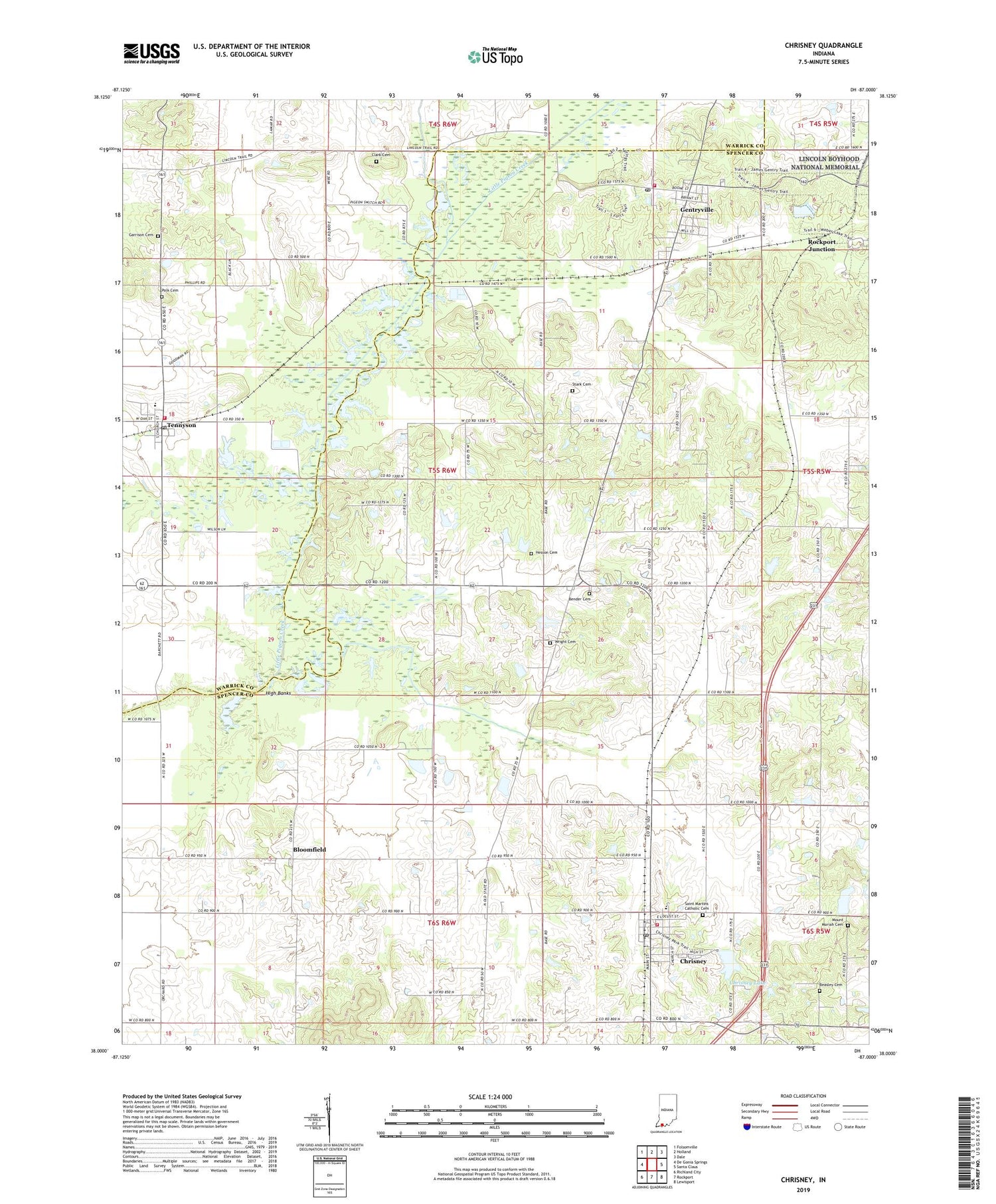 Chrisney Indiana US Topo Map Image