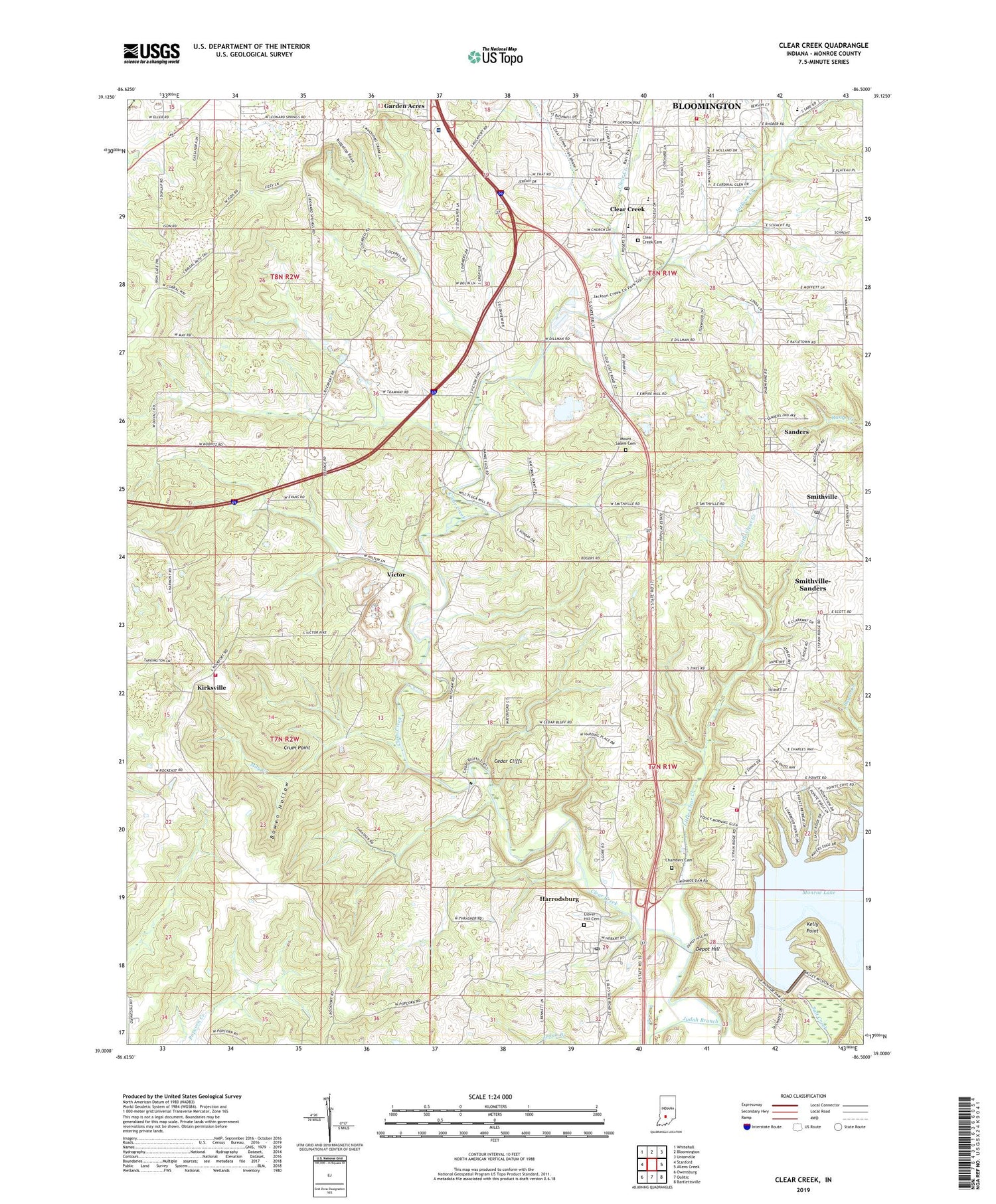 Clear Creek Indiana US Topo Map Image