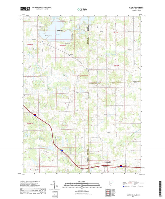 Clear Lake Indiana US Topo Map Image