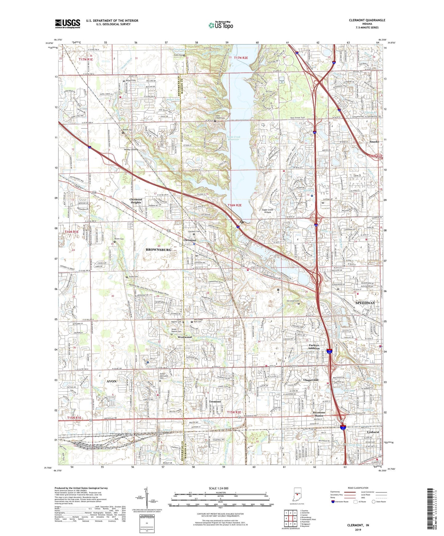 Clermont Indiana US Topo Map Image