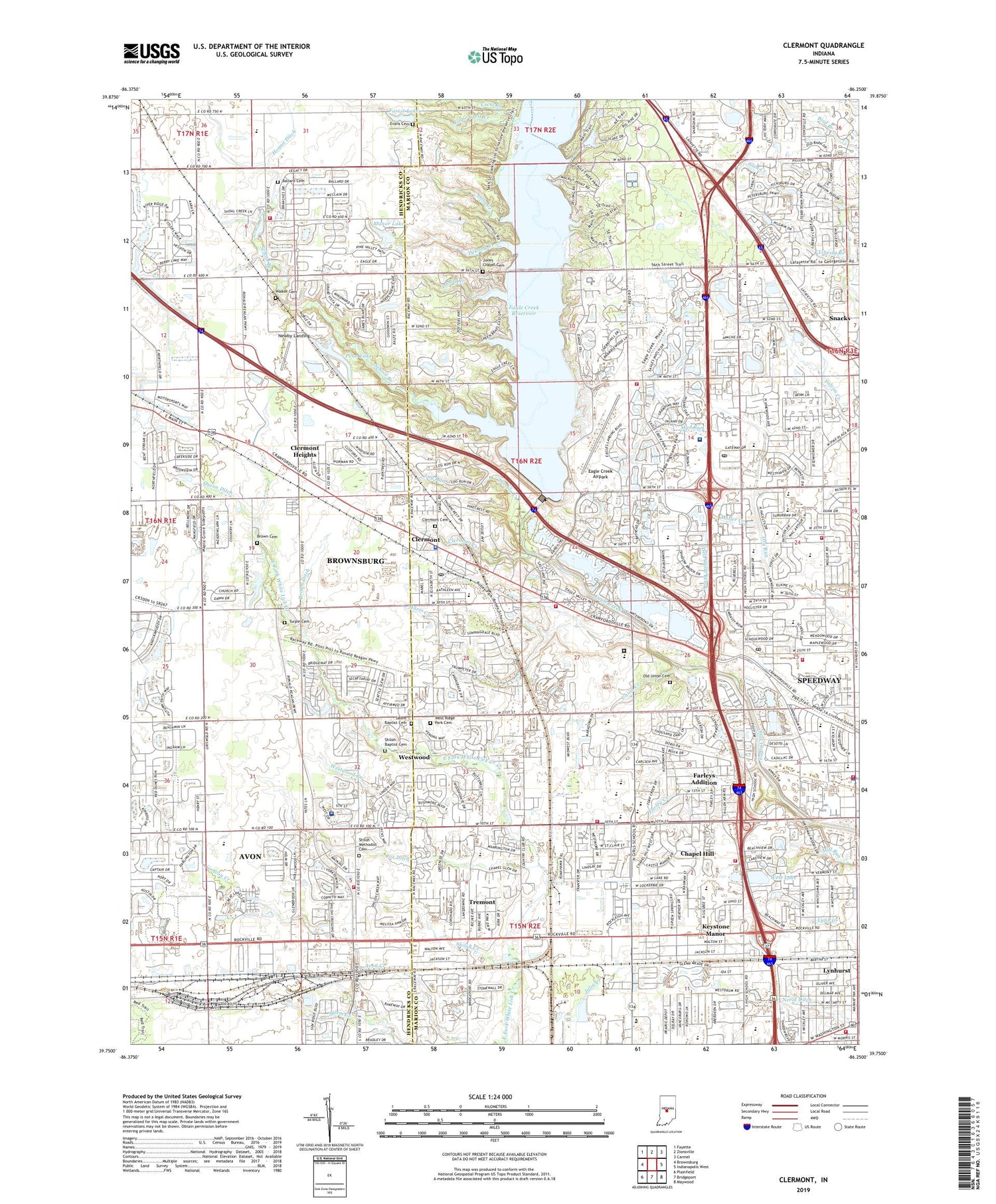 Clermont Indiana US Topo Map Image