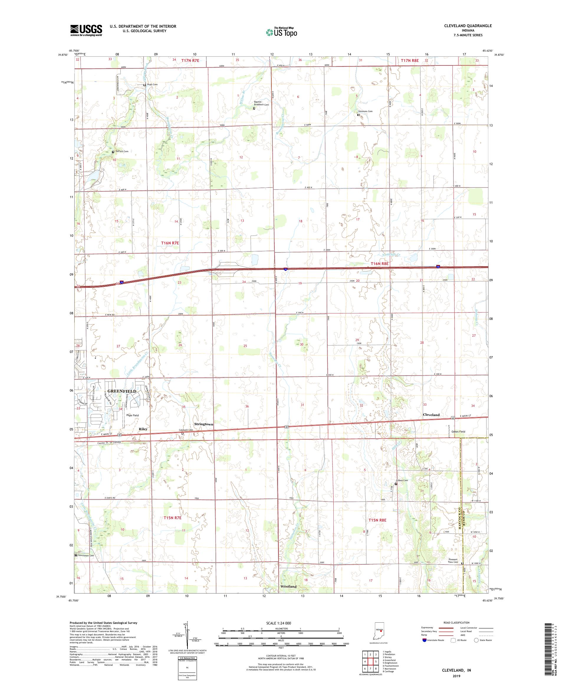 Cleveland Indiana US Topo Map – MyTopo Map Store