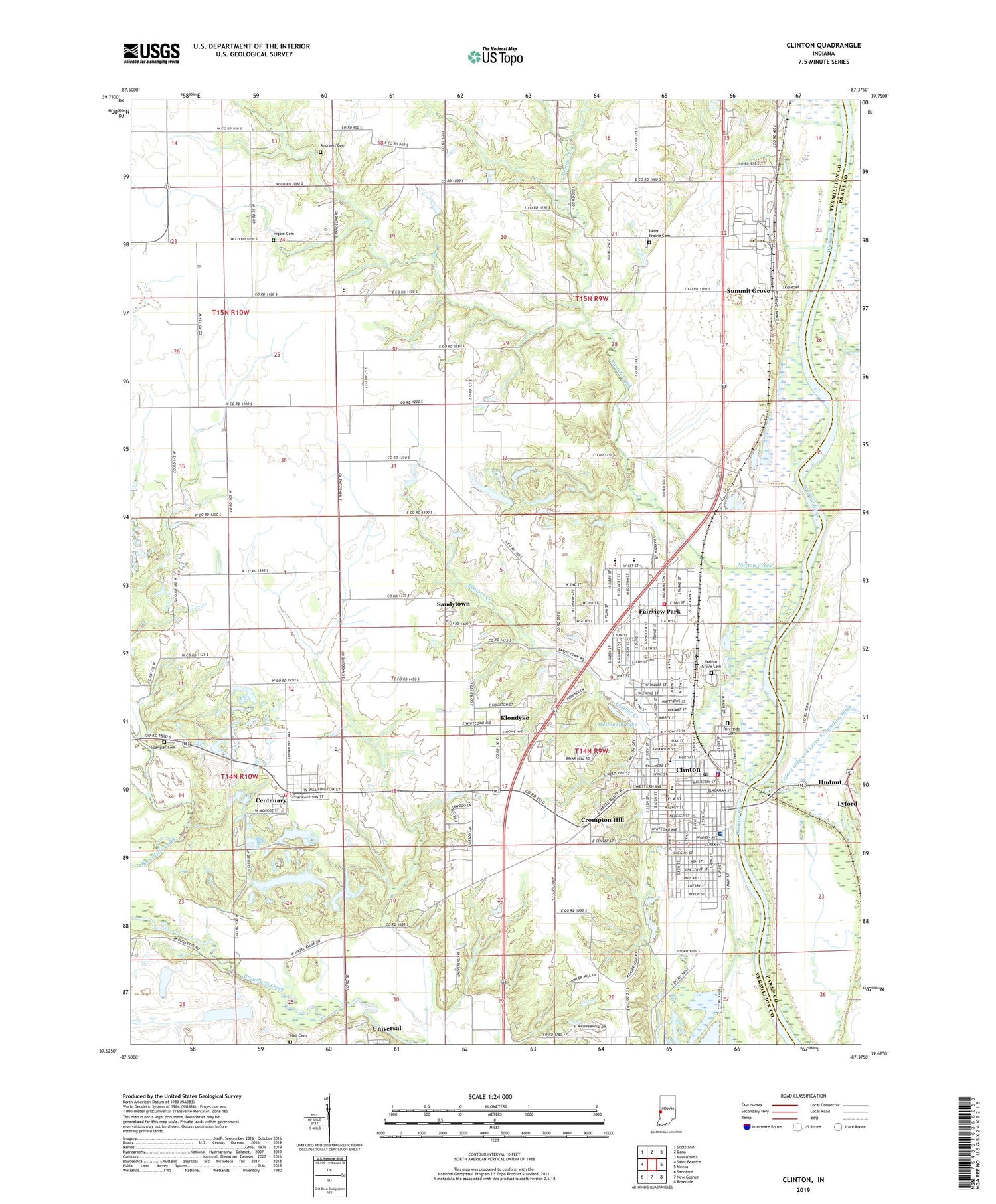 Clinton Indiana US Topo Map Image