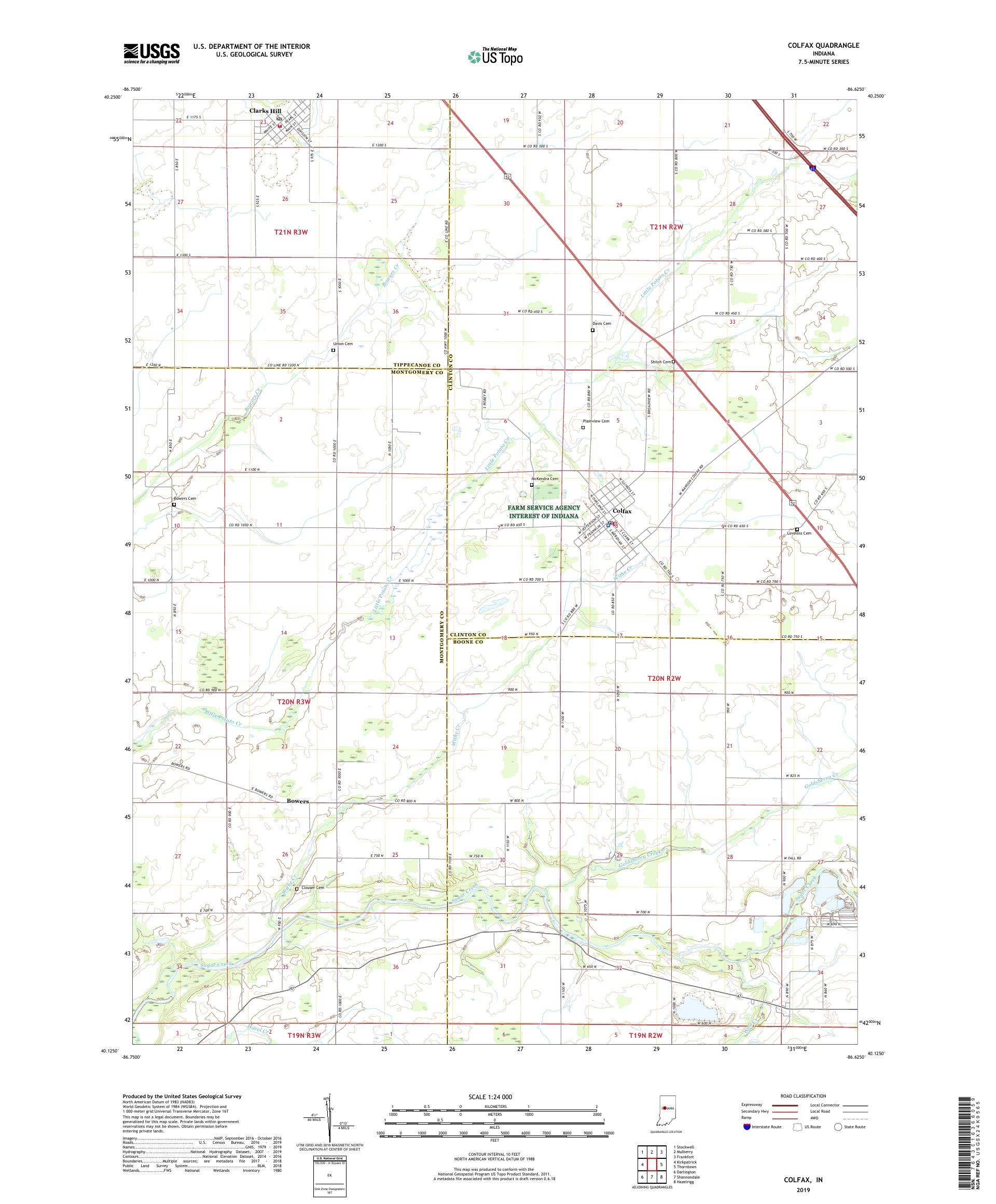 Colfax Indiana US Topo Map – MyTopo Map Store