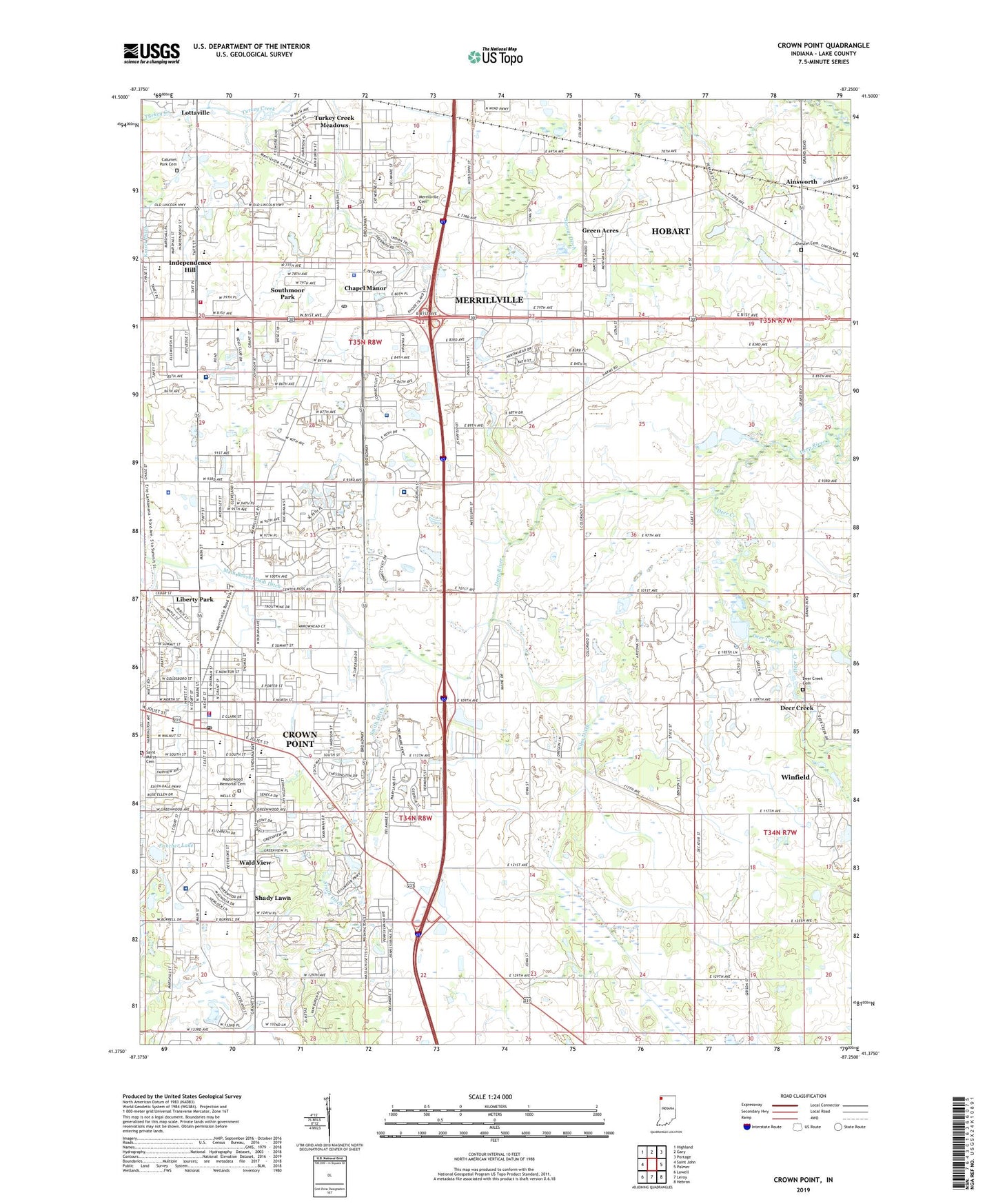 Crown Point Indiana US Topo Map Image