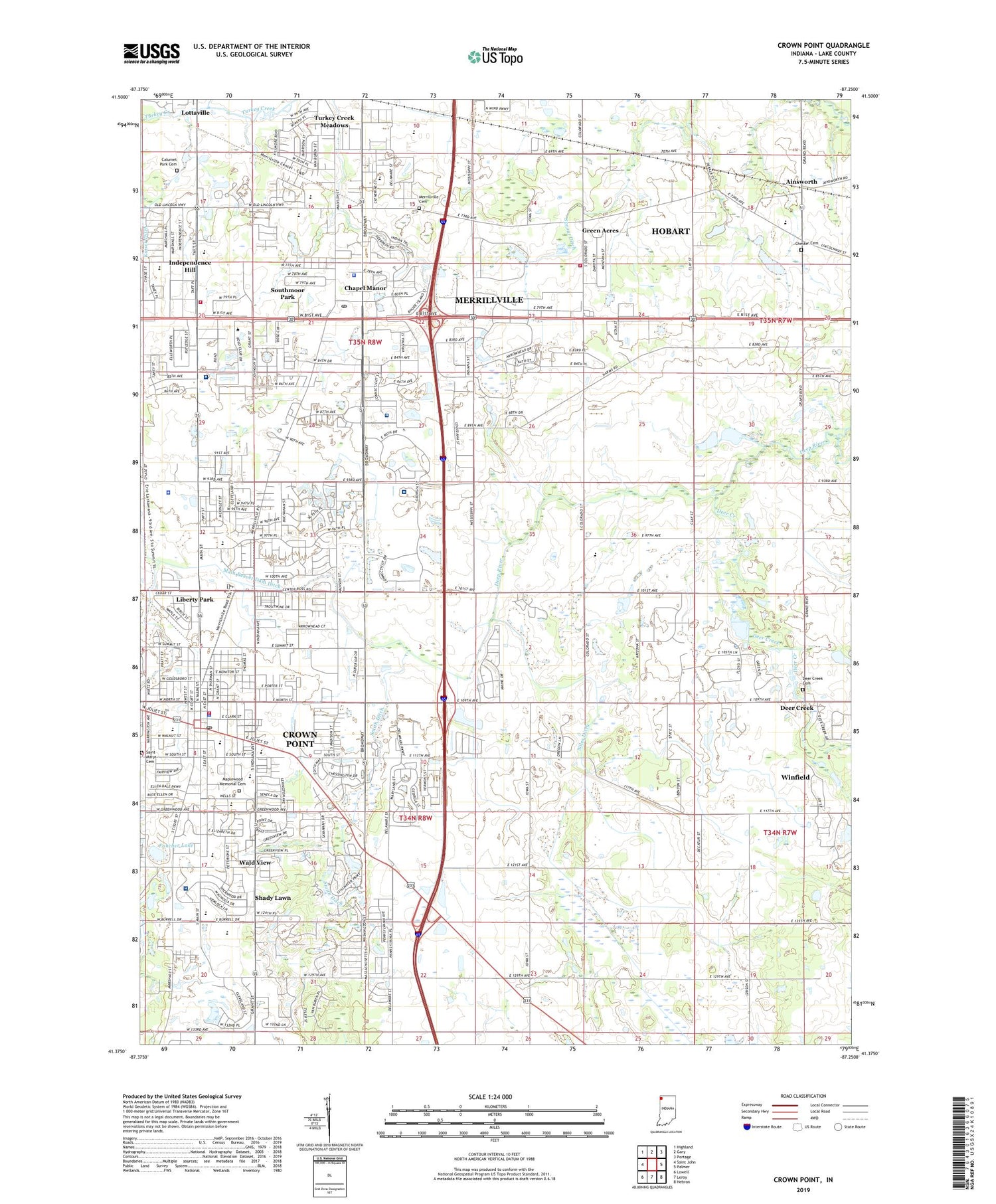 Crown Point Indiana US Topo Map Image