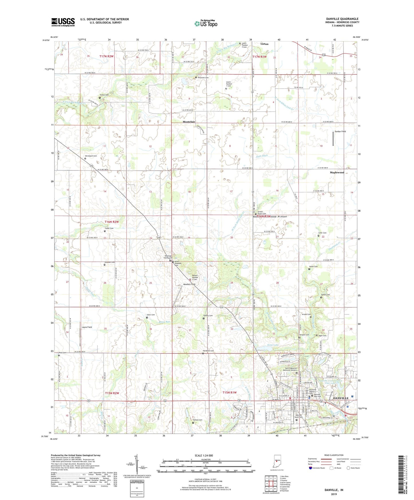 Danville Indiana US Topo Map Image