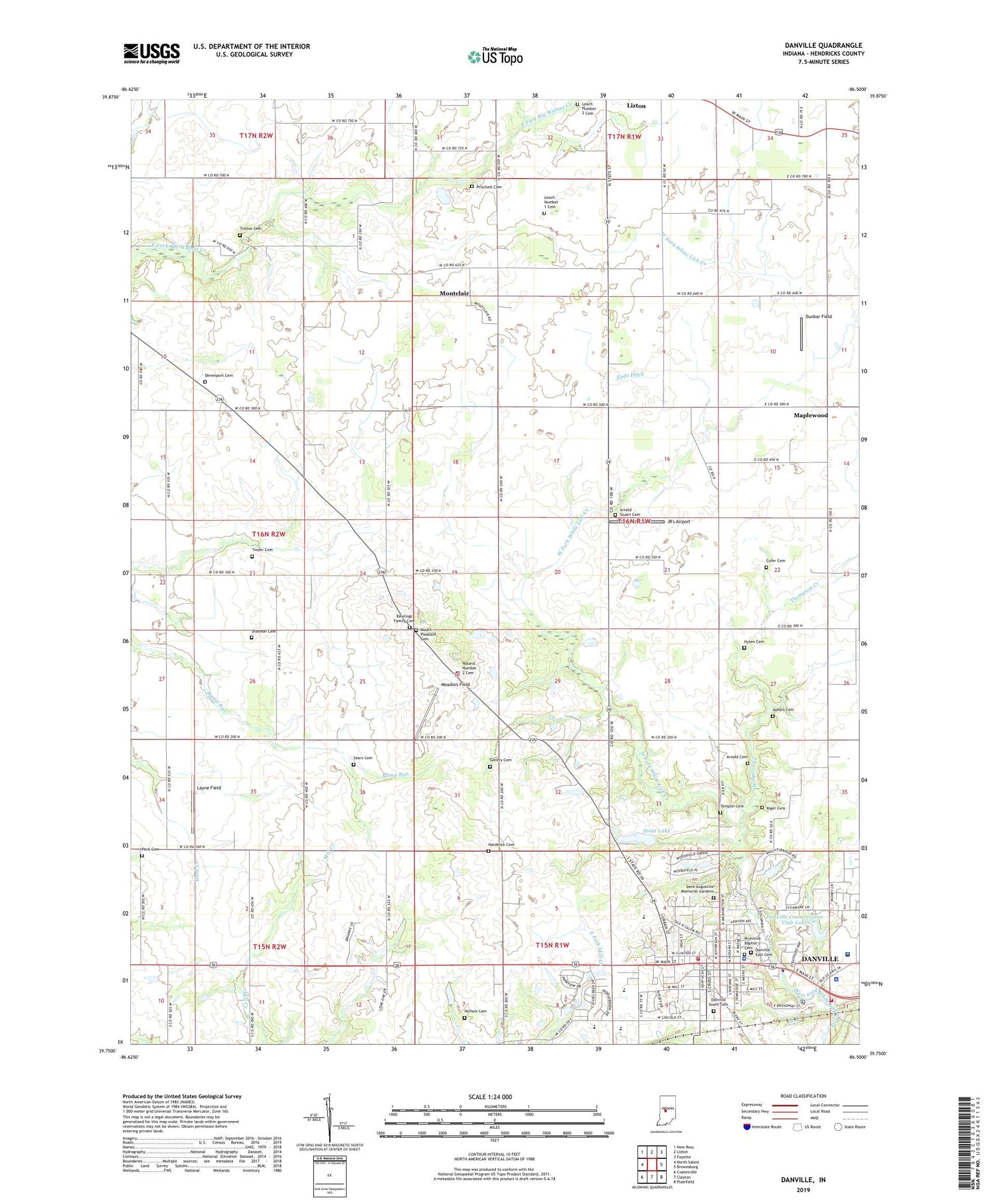 Danville Indiana US Topo Map Image