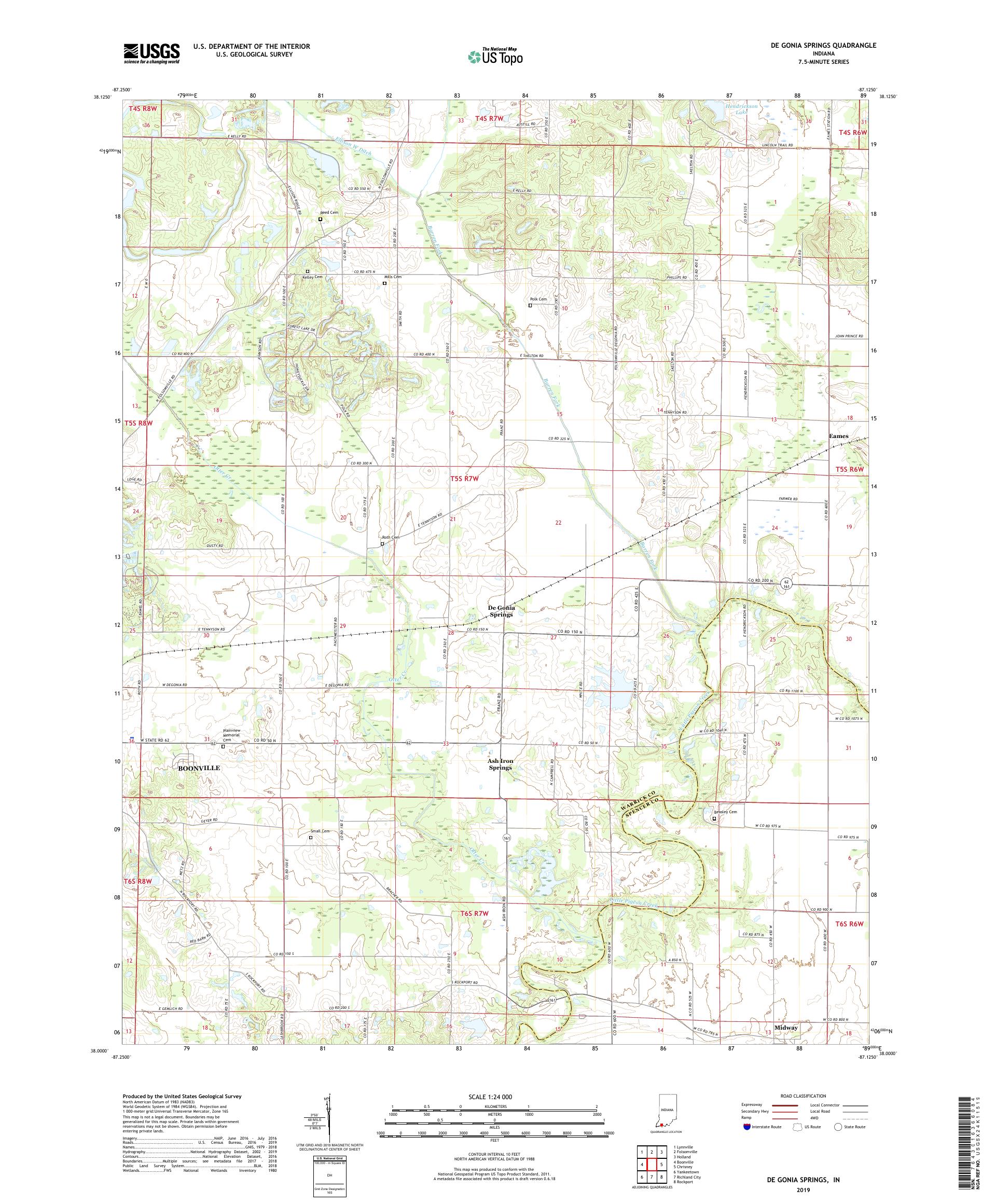 De Gonia Springs Indiana US Topo Map – MyTopo Map Store