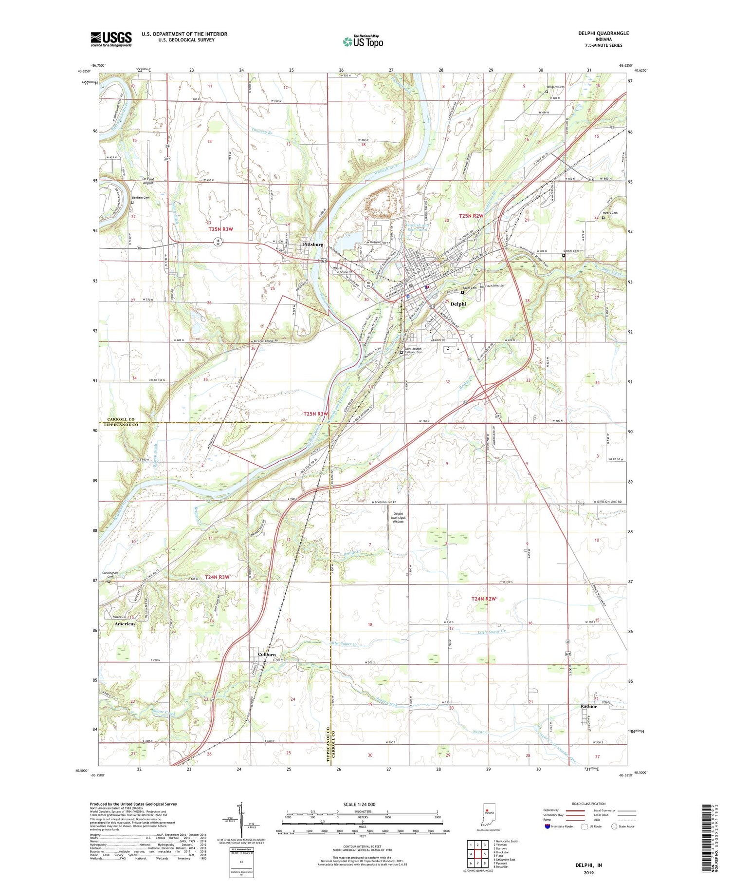 Delphi Indiana US Topo Map Image