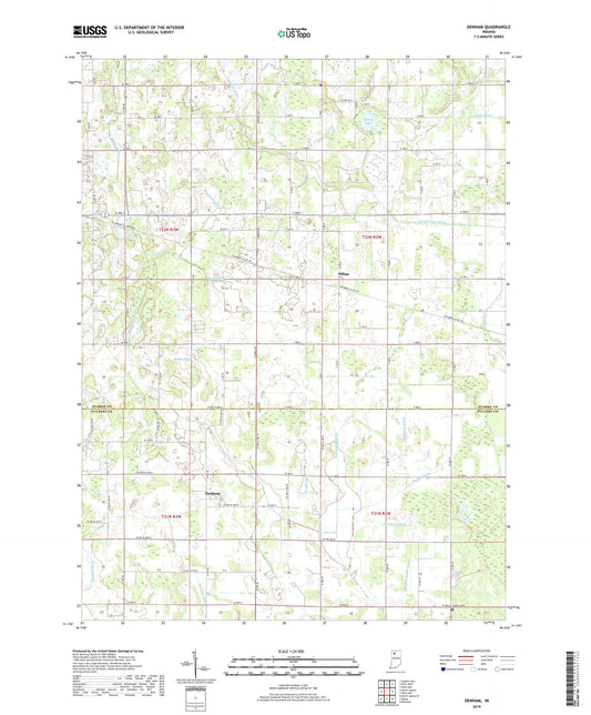 Denham Indiana US Topo Map Image