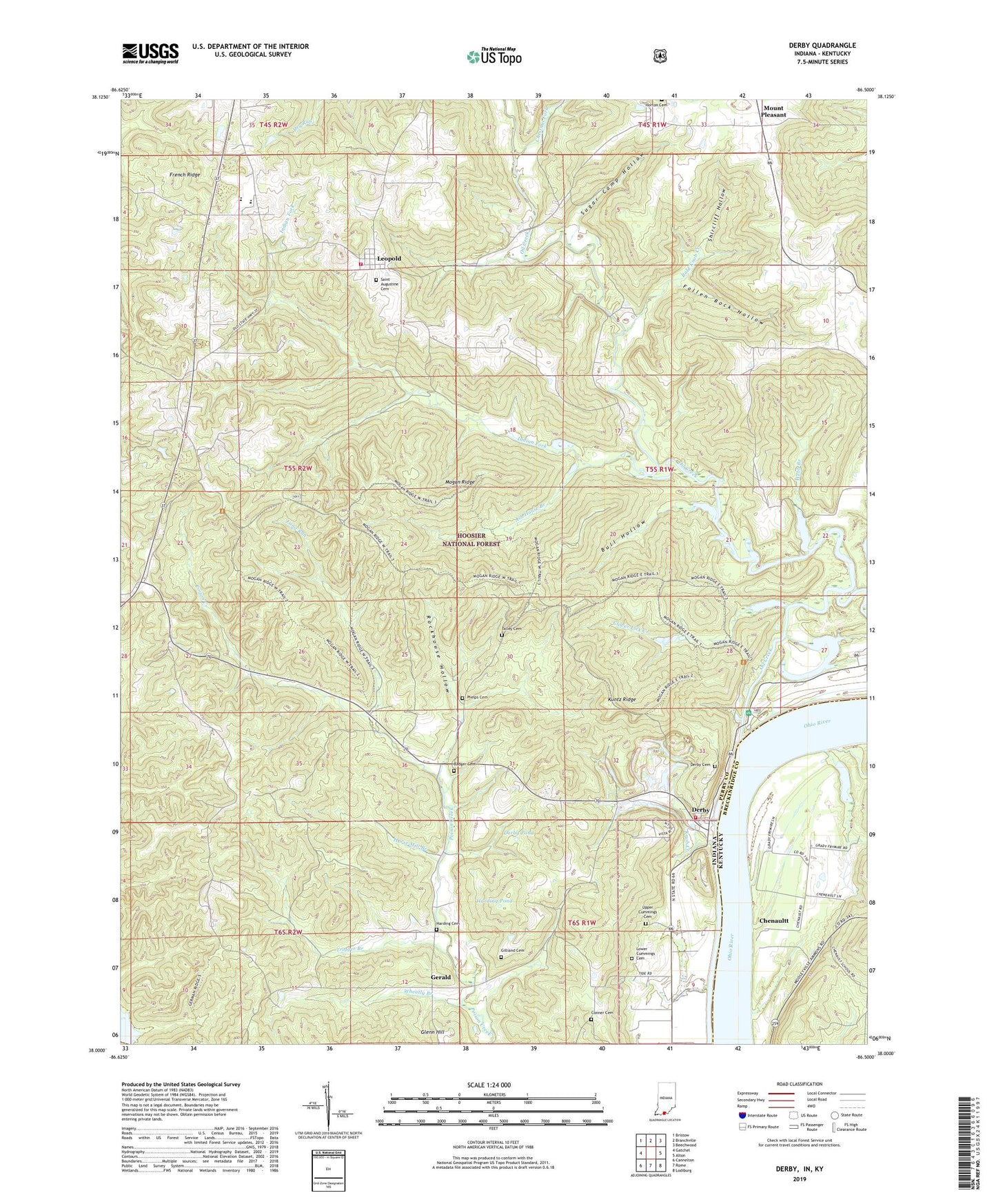 Derby Indiana US Topo Map Image