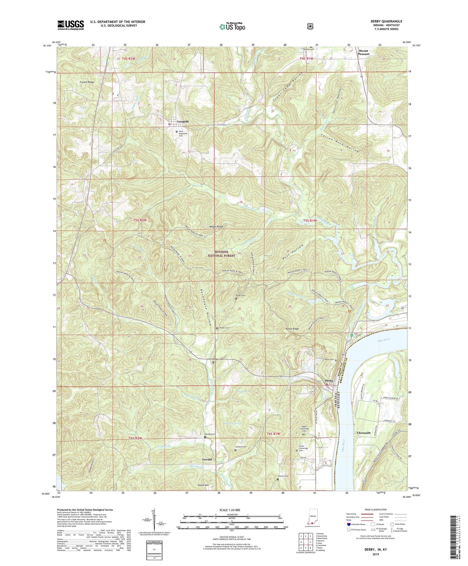 Derby Indiana US Topo Map Image
