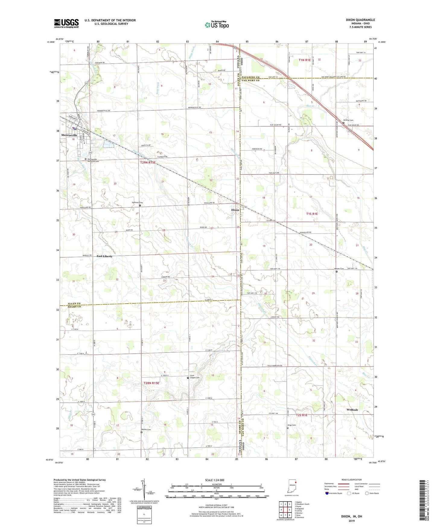 Dixon Indiana US Topo Map Image