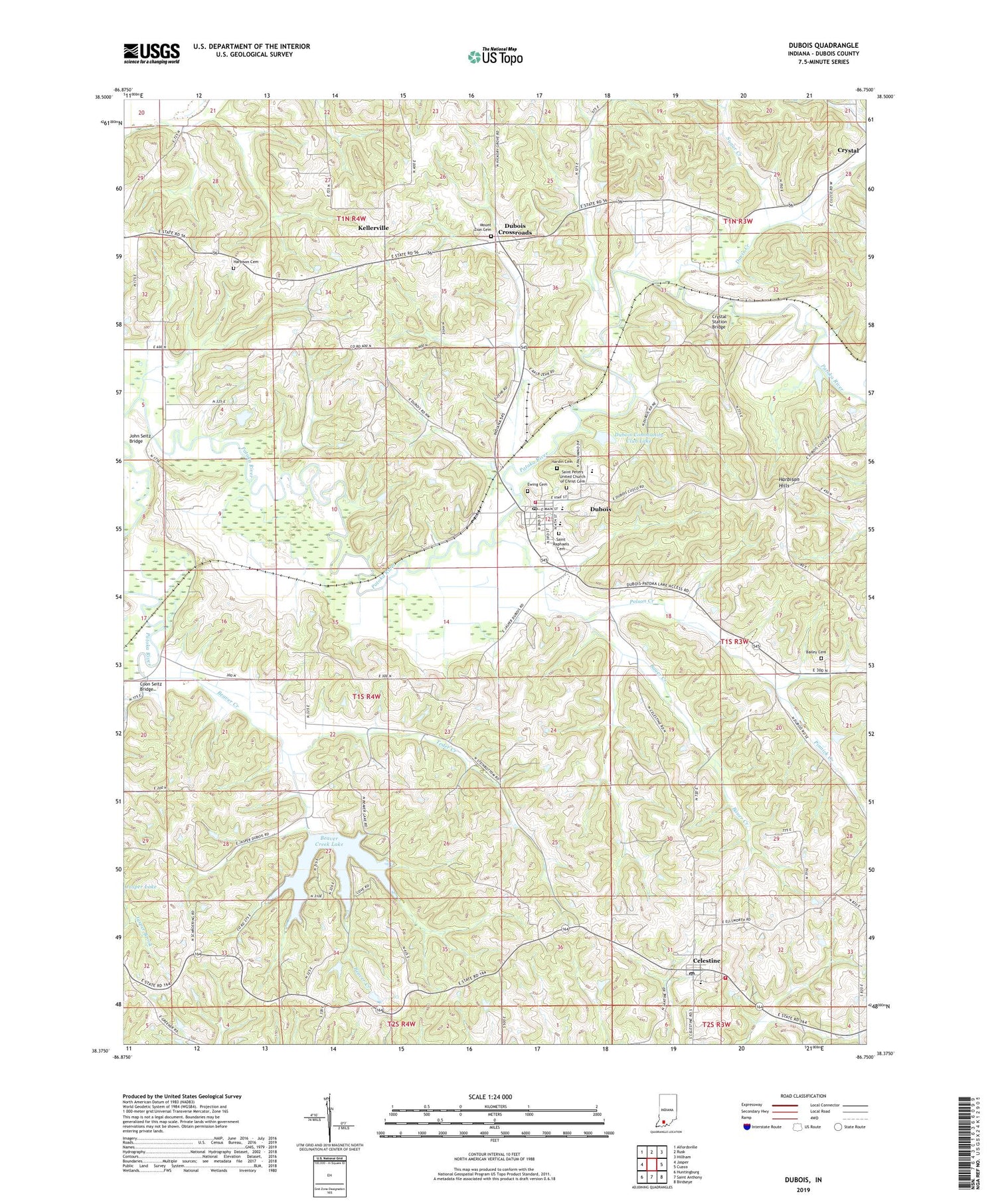 Dubois Indiana US Topo Map Image