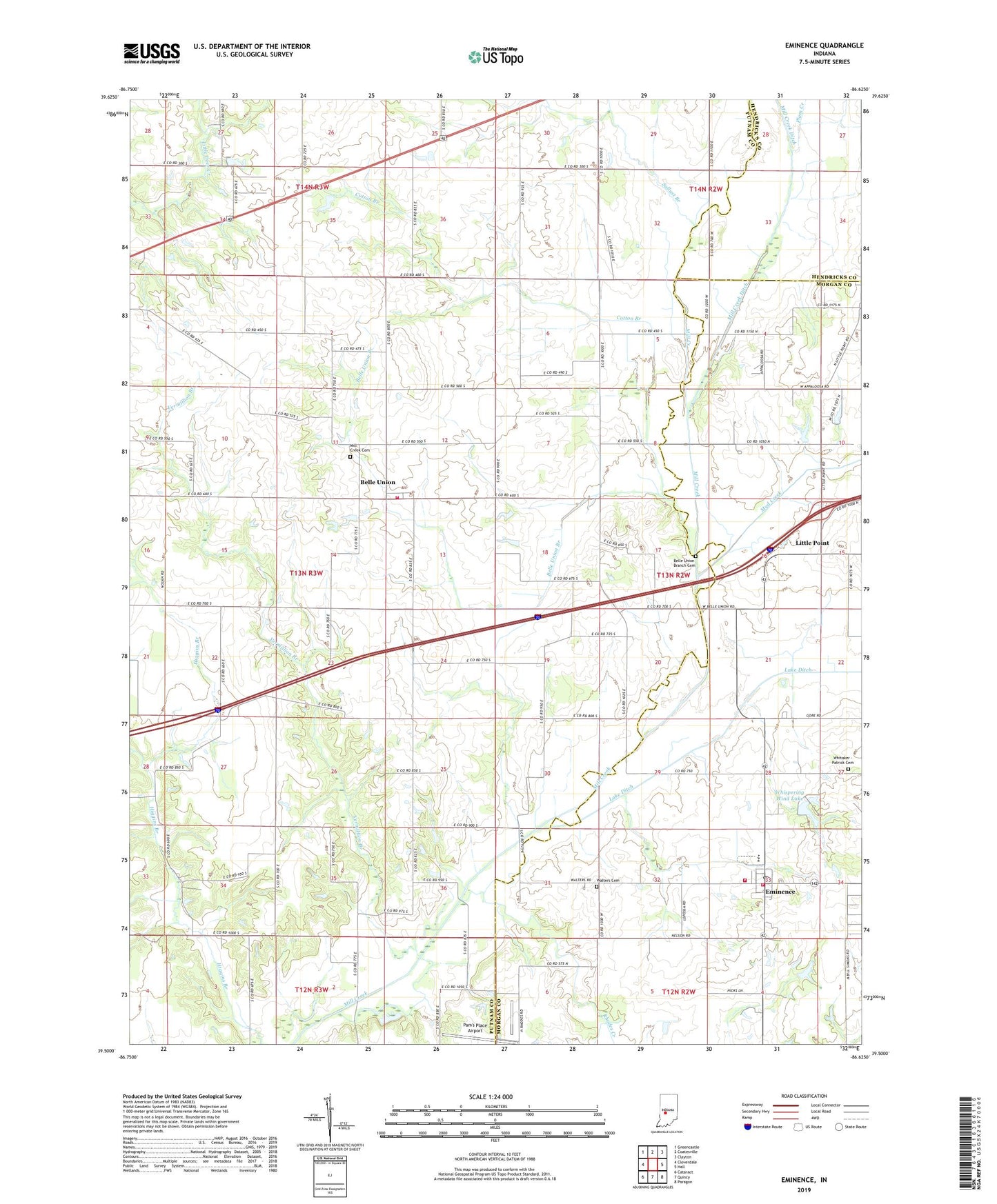 Eminence Indiana US Topo Map Image