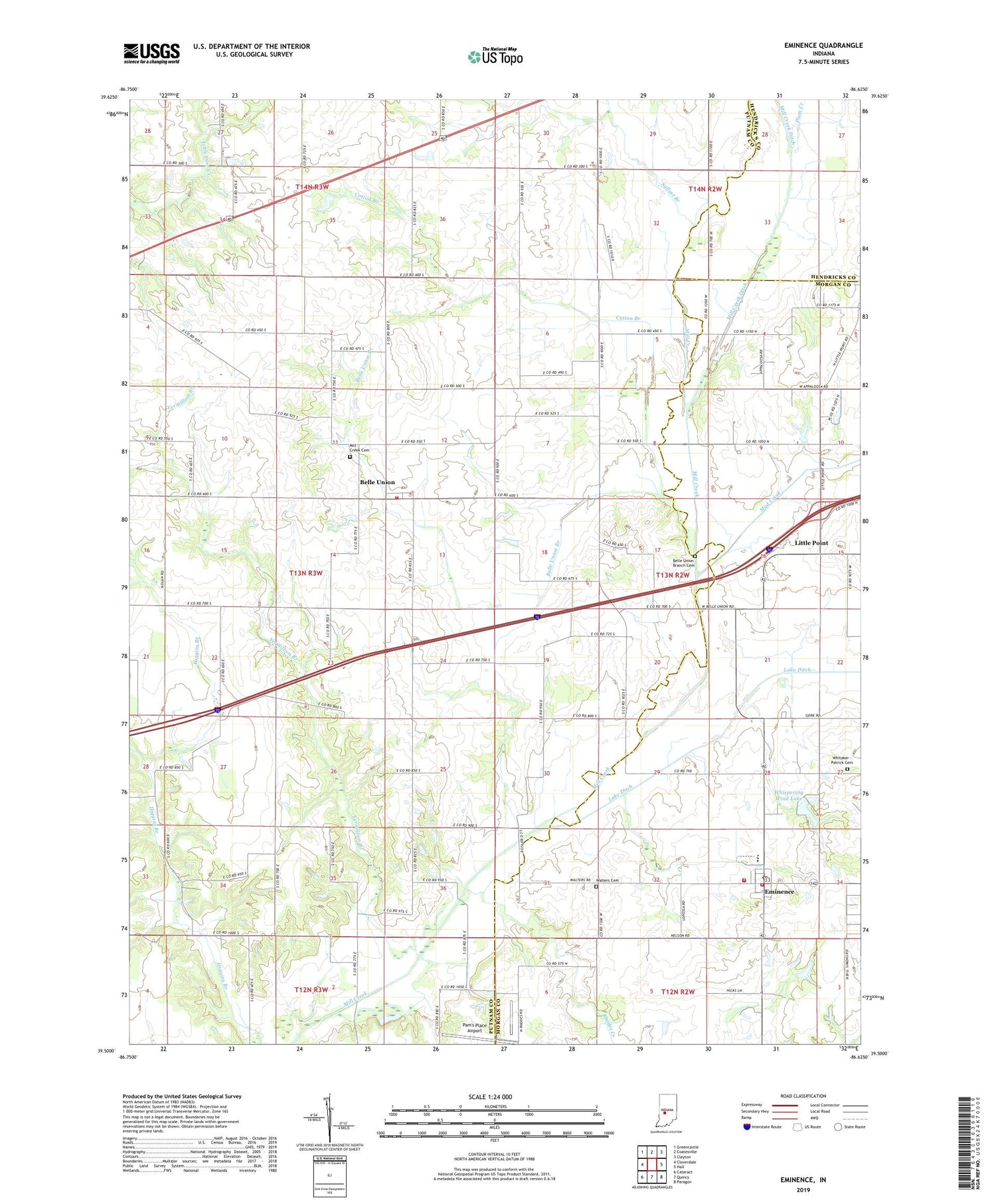 Eminence Indiana US Topo Map Image