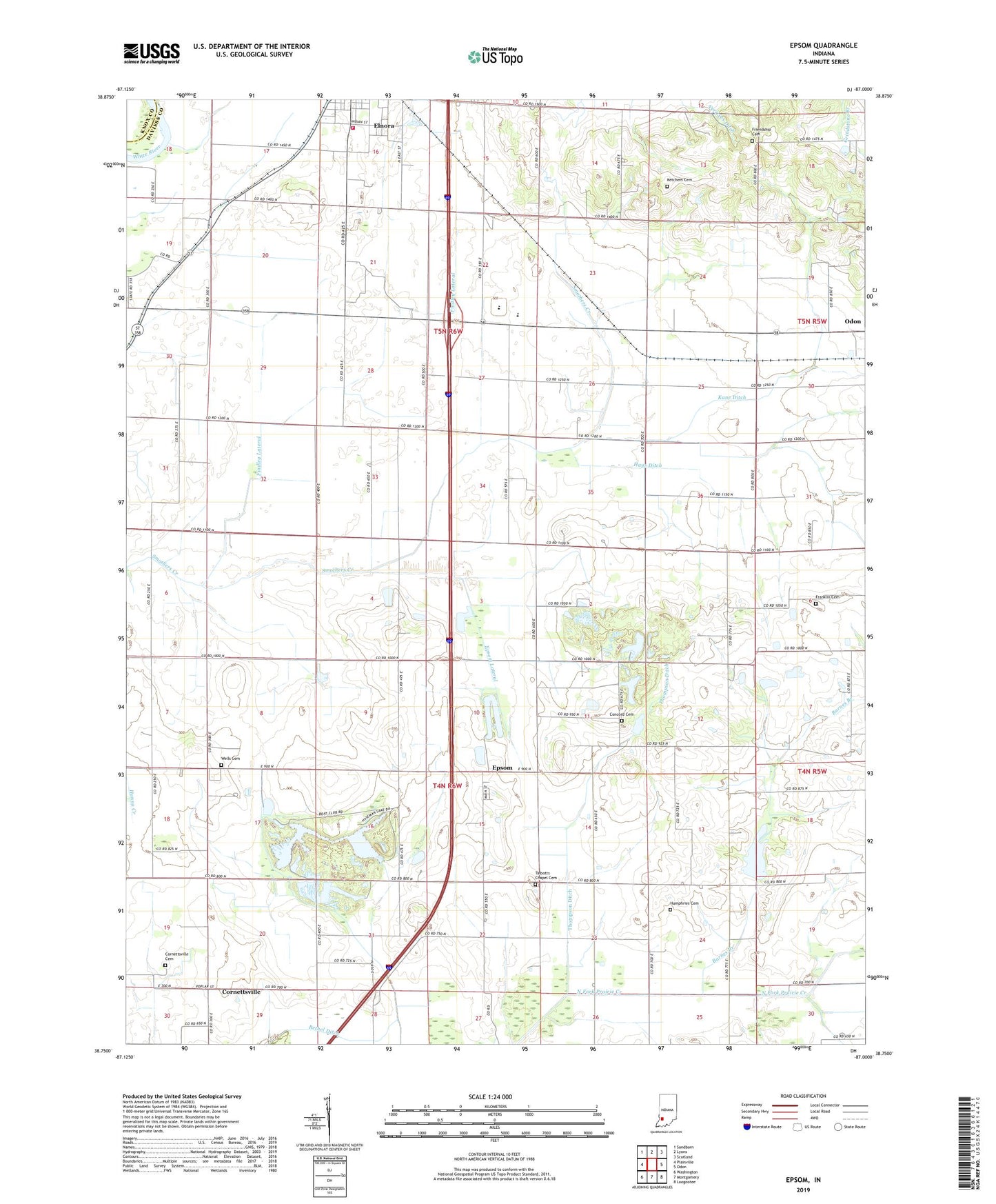 Epsom Indiana US Topo Map Image
