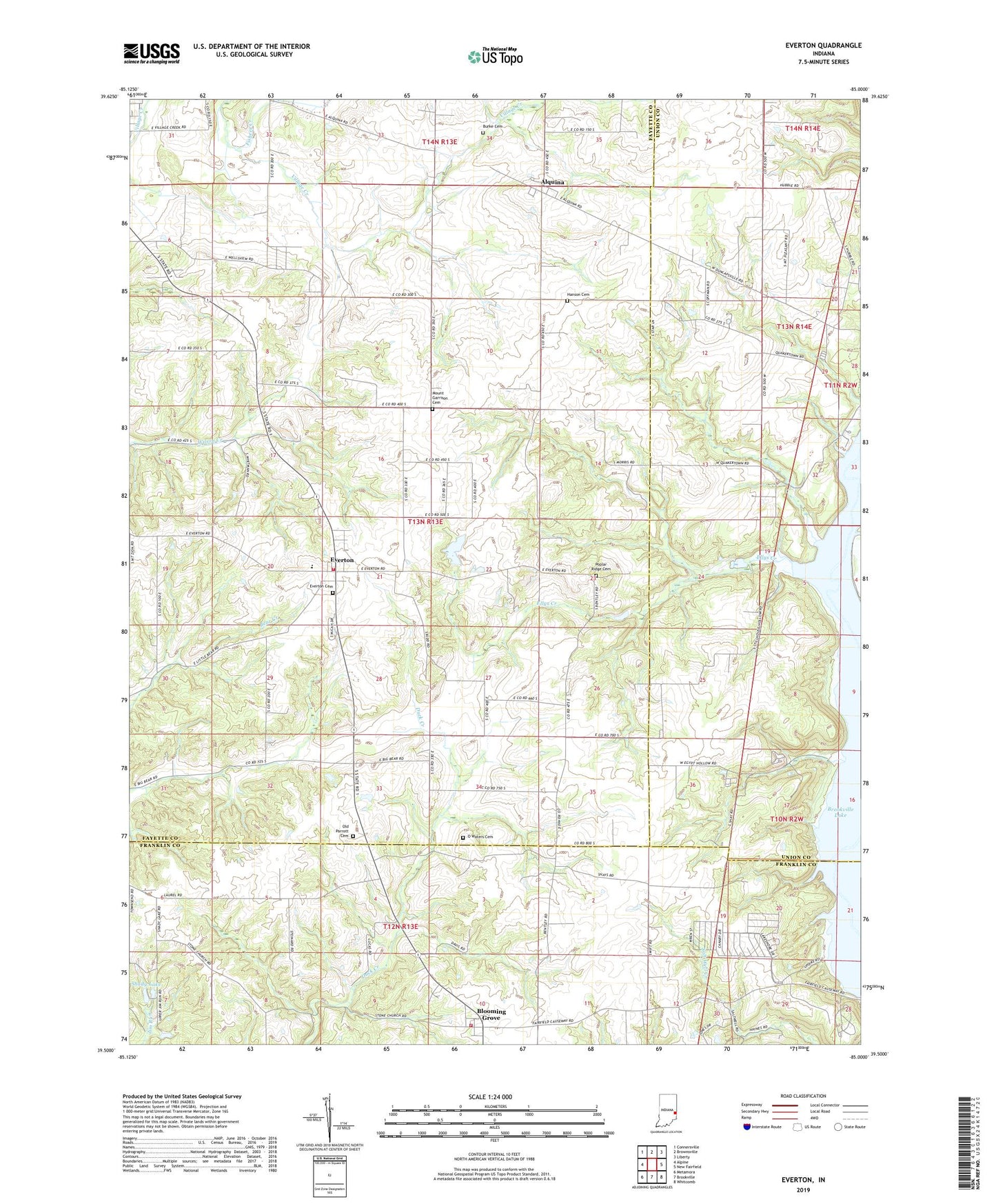 Everton Indiana US Topo Map Image