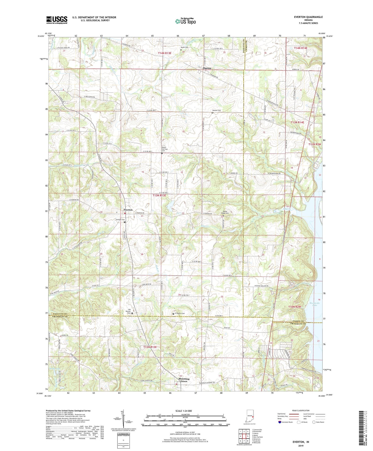 Everton Indiana US Topo Map Image