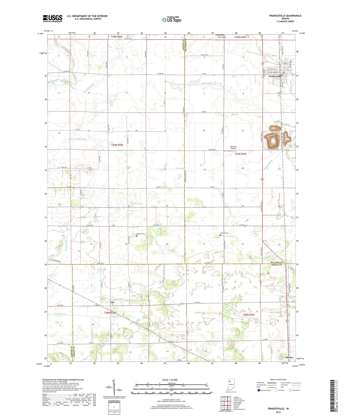 Francesville Indiana US Topo Map Image