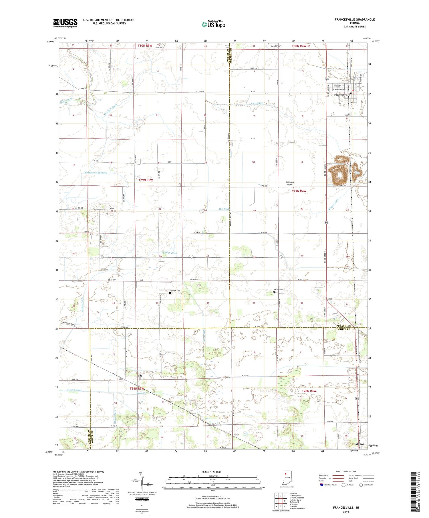 Francesville Indiana US Topo Map Image