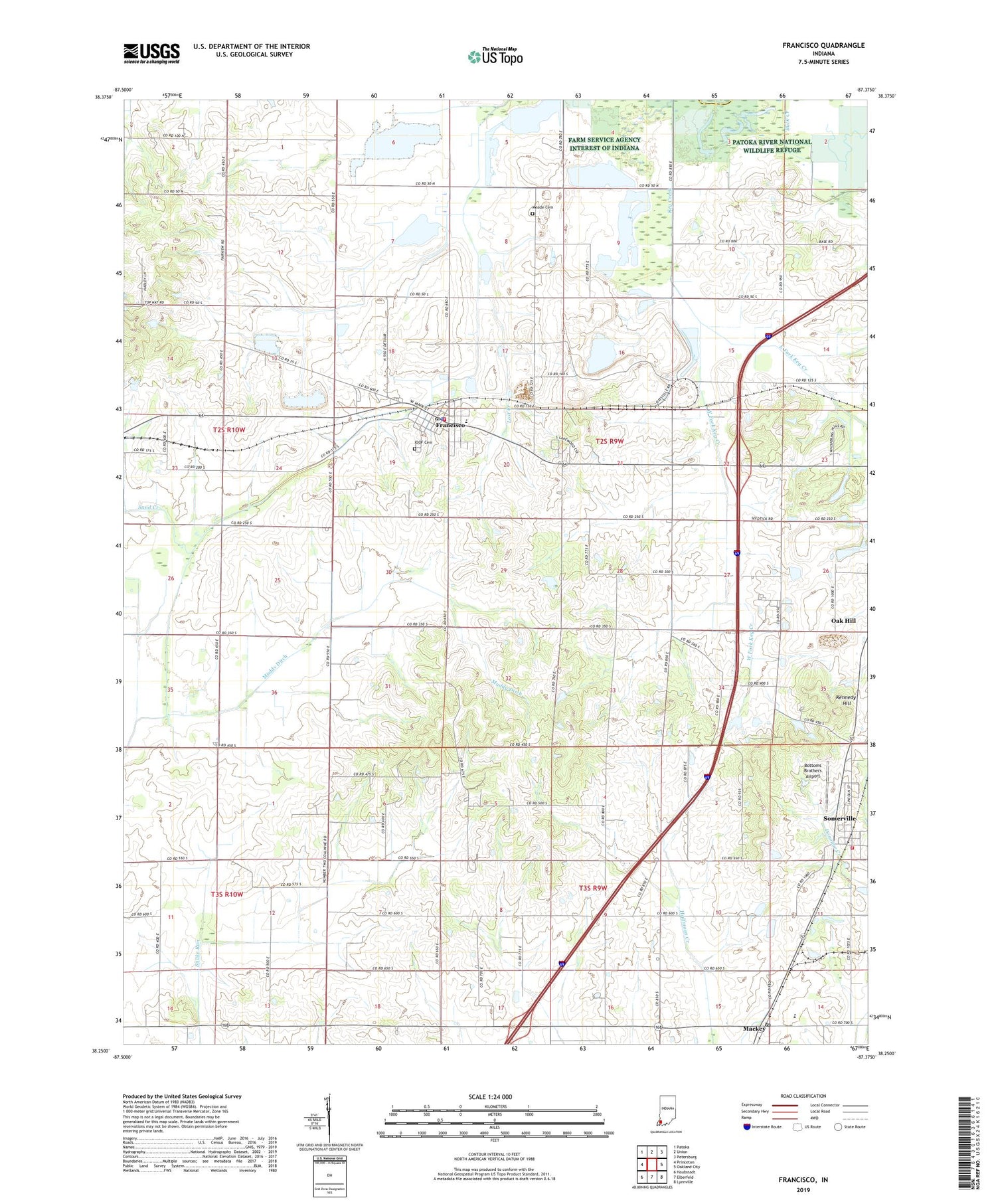 Francisco Indiana US Topo Map Image