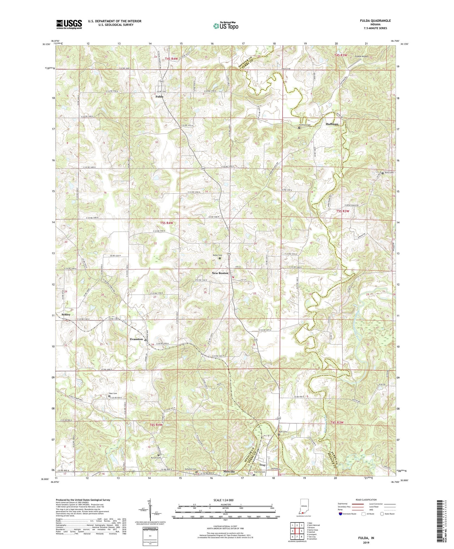 Fulda Indiana US Topo Map Image
