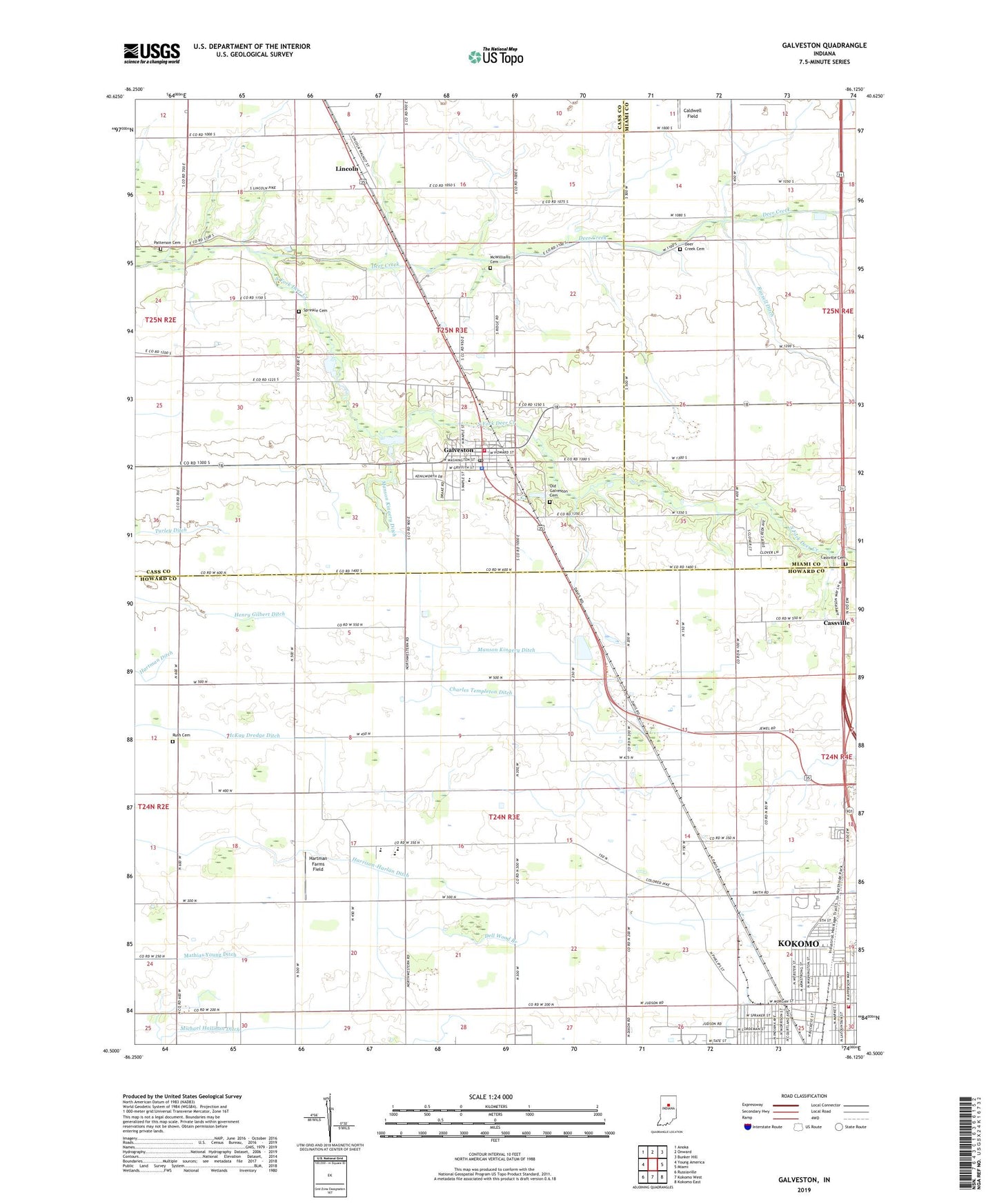 Galveston Indiana US Topo Map Image