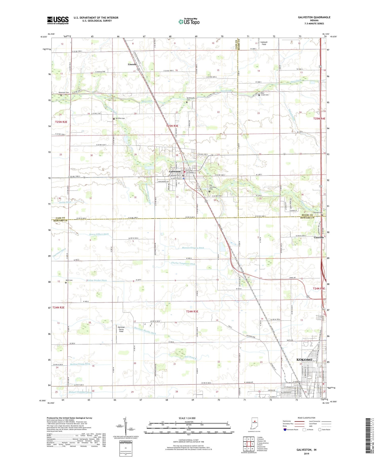 Galveston Indiana US Topo Map Image