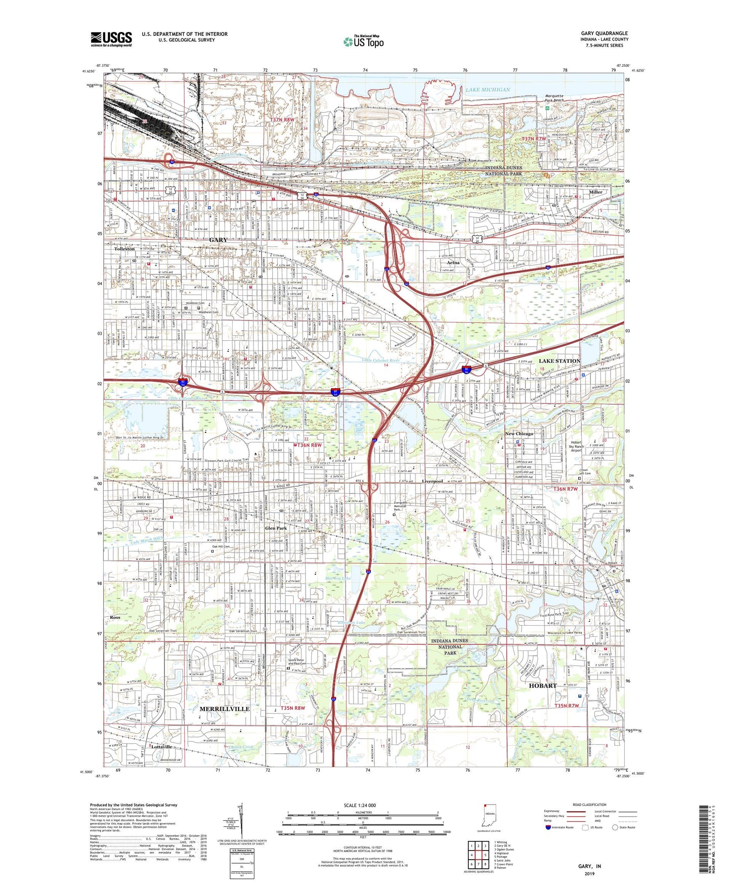 Gary Indiana US Topo Map Image