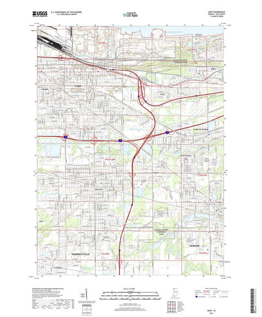 Gary Indiana US Topo Map Image