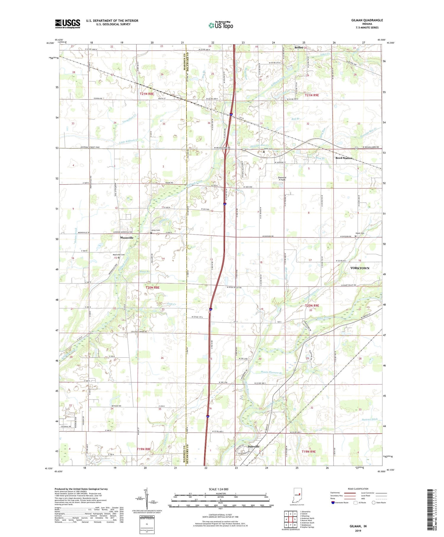 Gilman Indiana US Topo Map Image