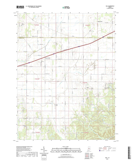Hall Indiana US Topo Map Image
