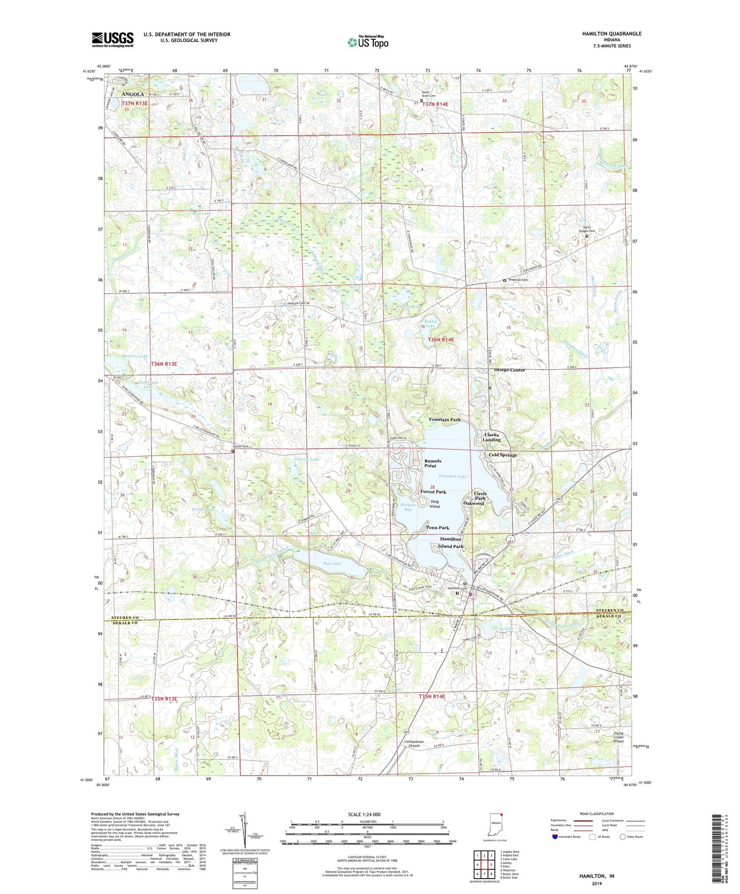 Hamilton Indiana US Topo Map Image