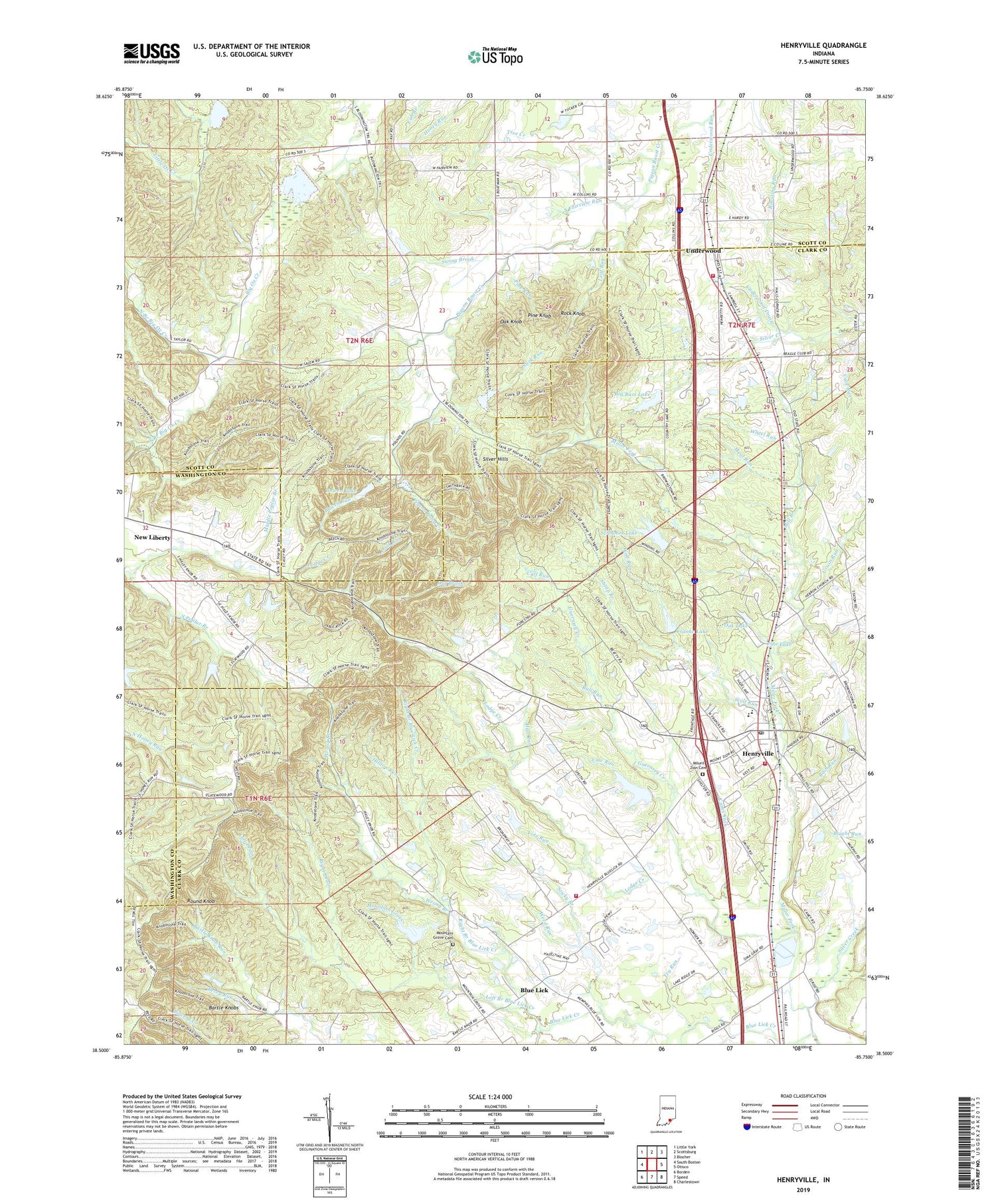 Henryville Indiana US Topo Map Image