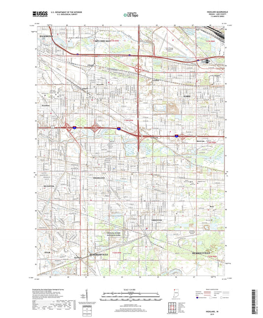 Highland Indiana US Topo Map Image