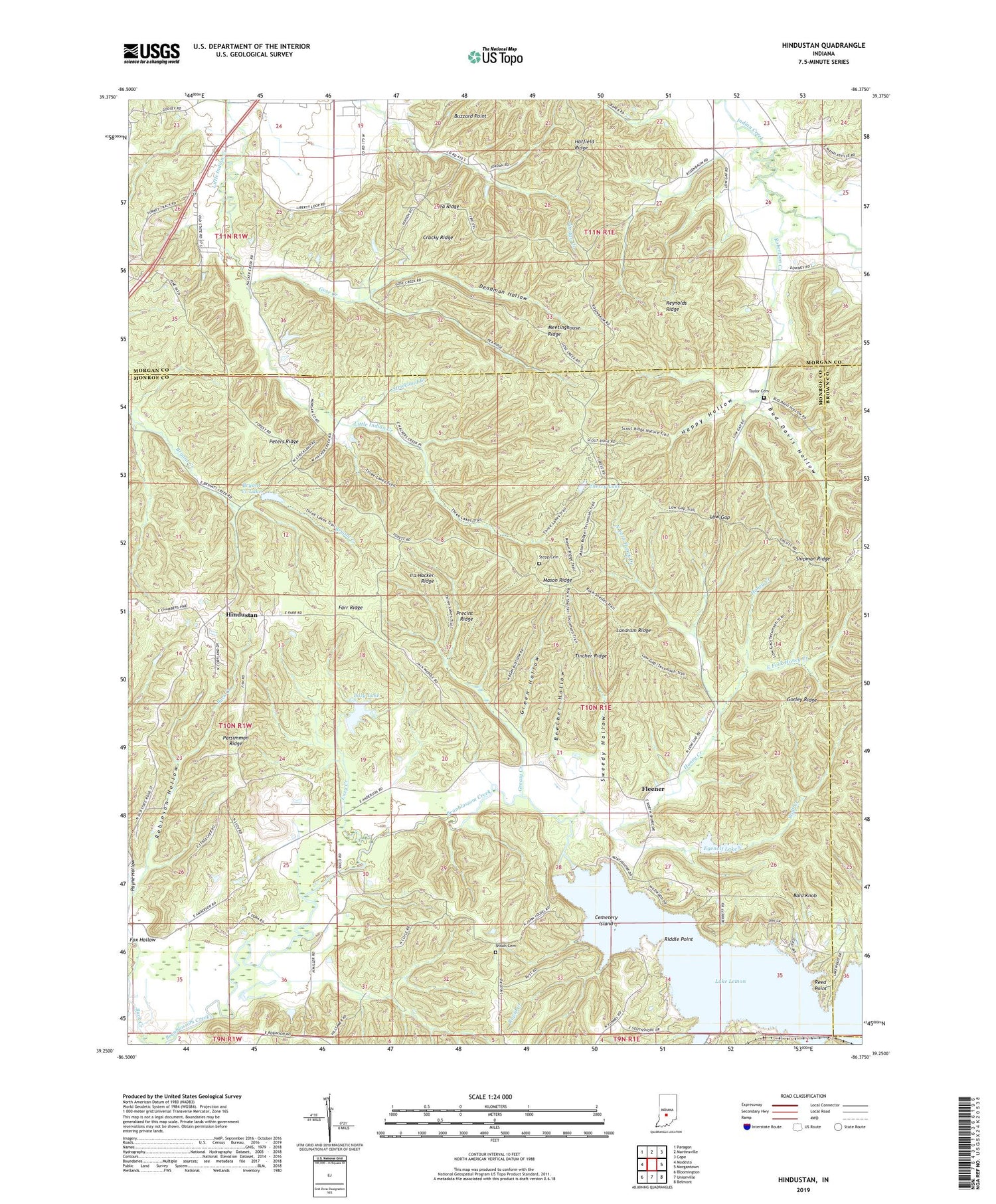 Hindustan Indiana US Topo Map Image